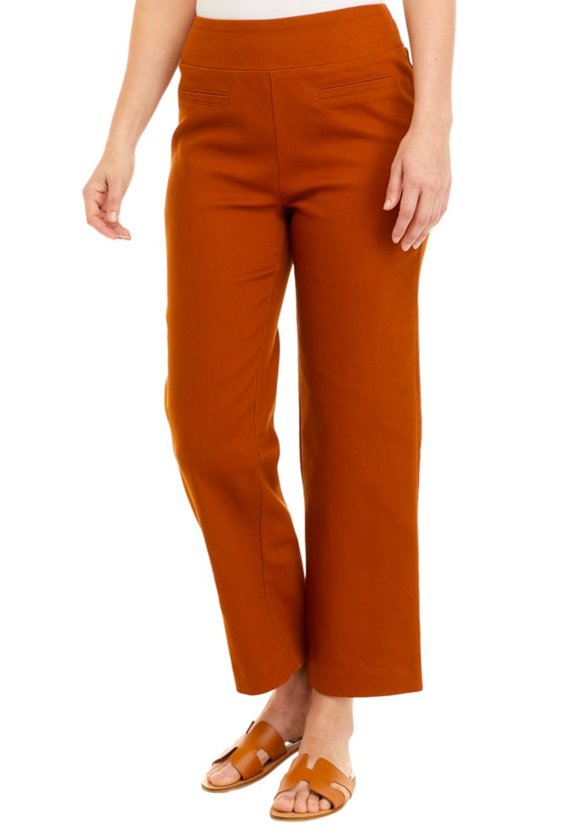 Womens Stretch Twill Pull On Straight Ankle Pants