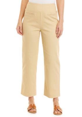 Womens Stretch Twill Pull On Straight Ankle Pants