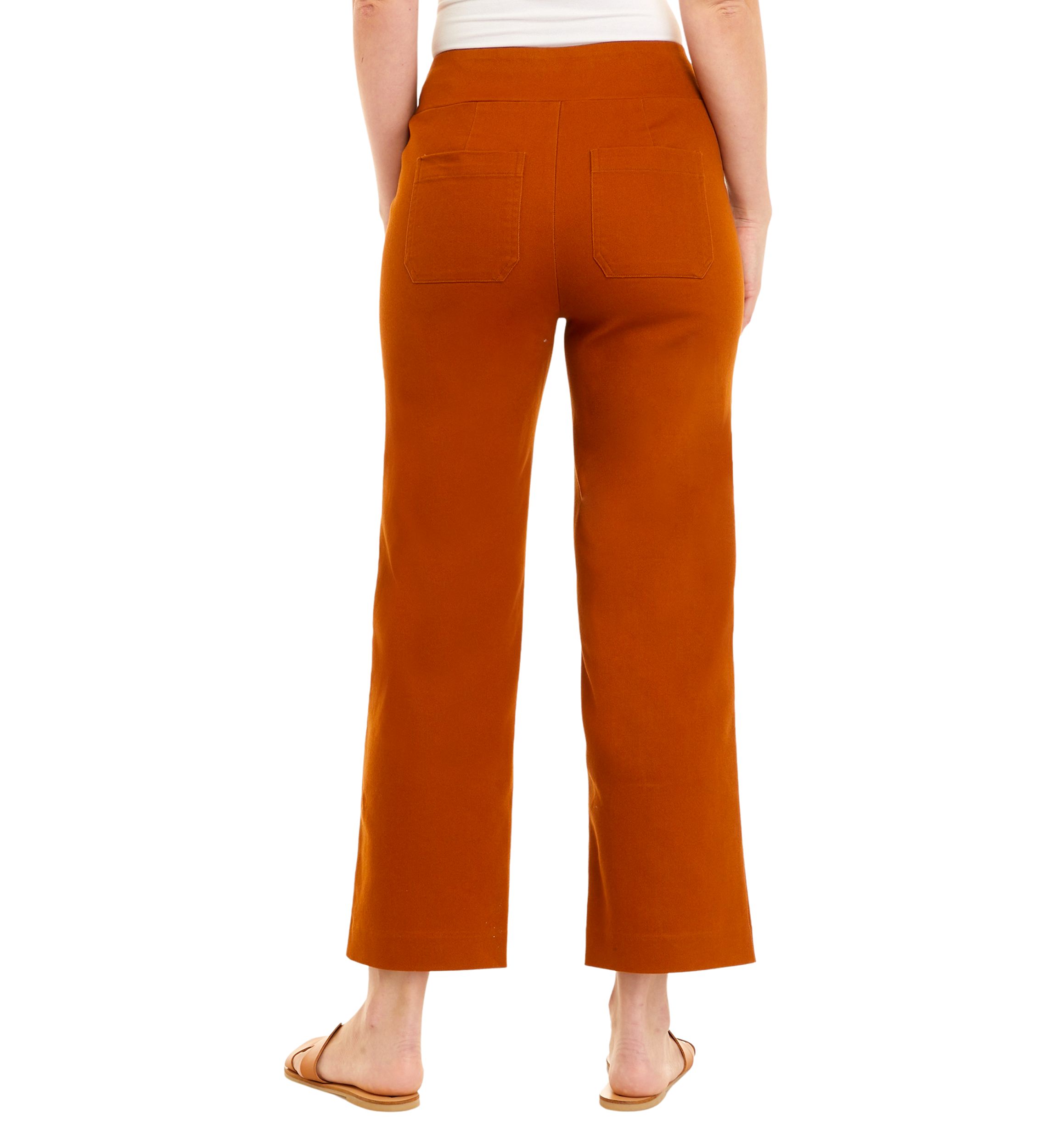 Womens Stretch Twill Pull On Straight Ankle Pants