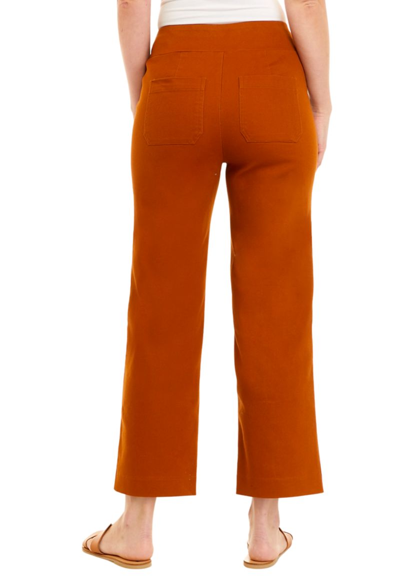 Womens Stretch Twill Pull On Straight Ankle Pants