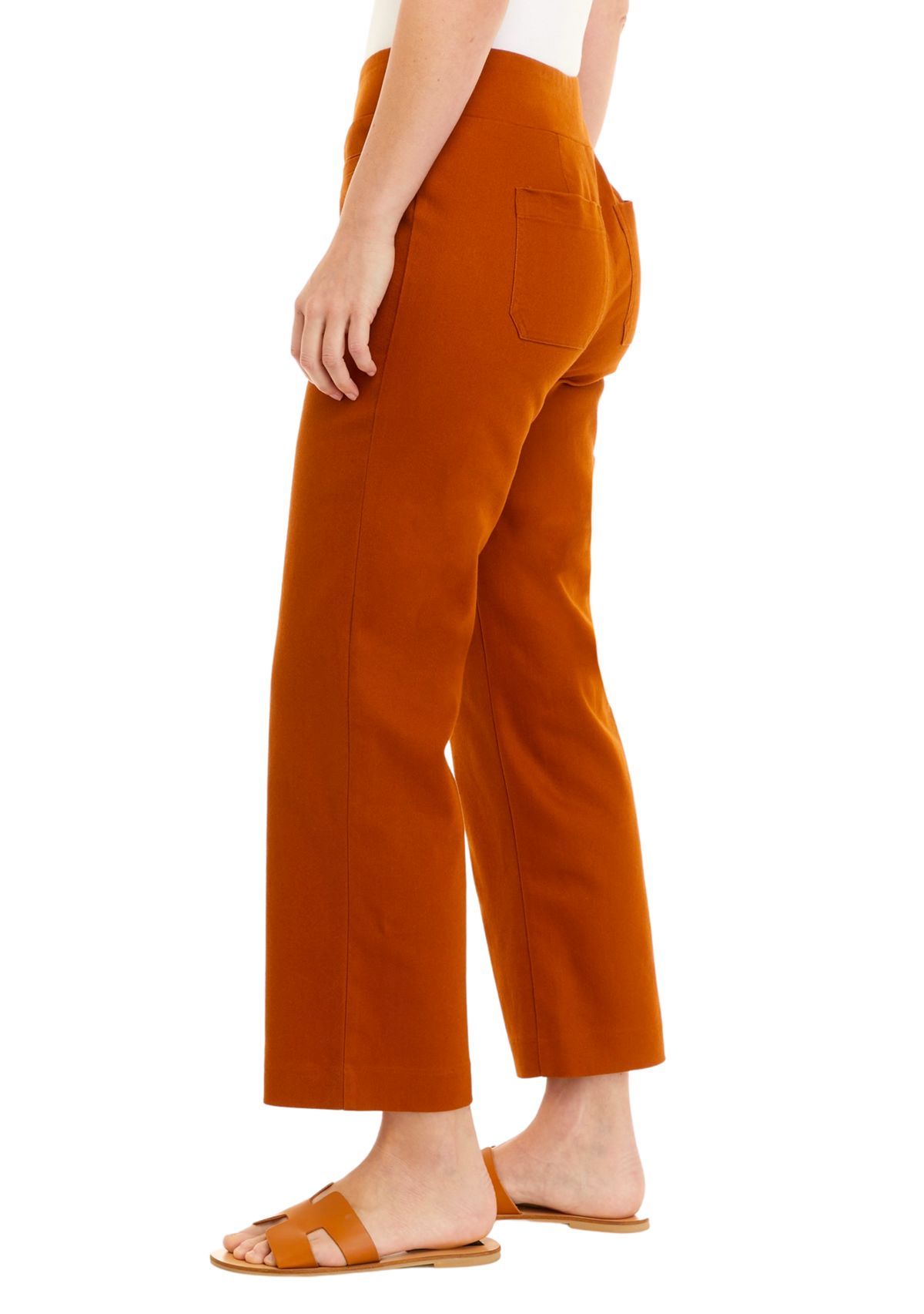 Womens Stretch Twill Pull On Straight Ankle Pants