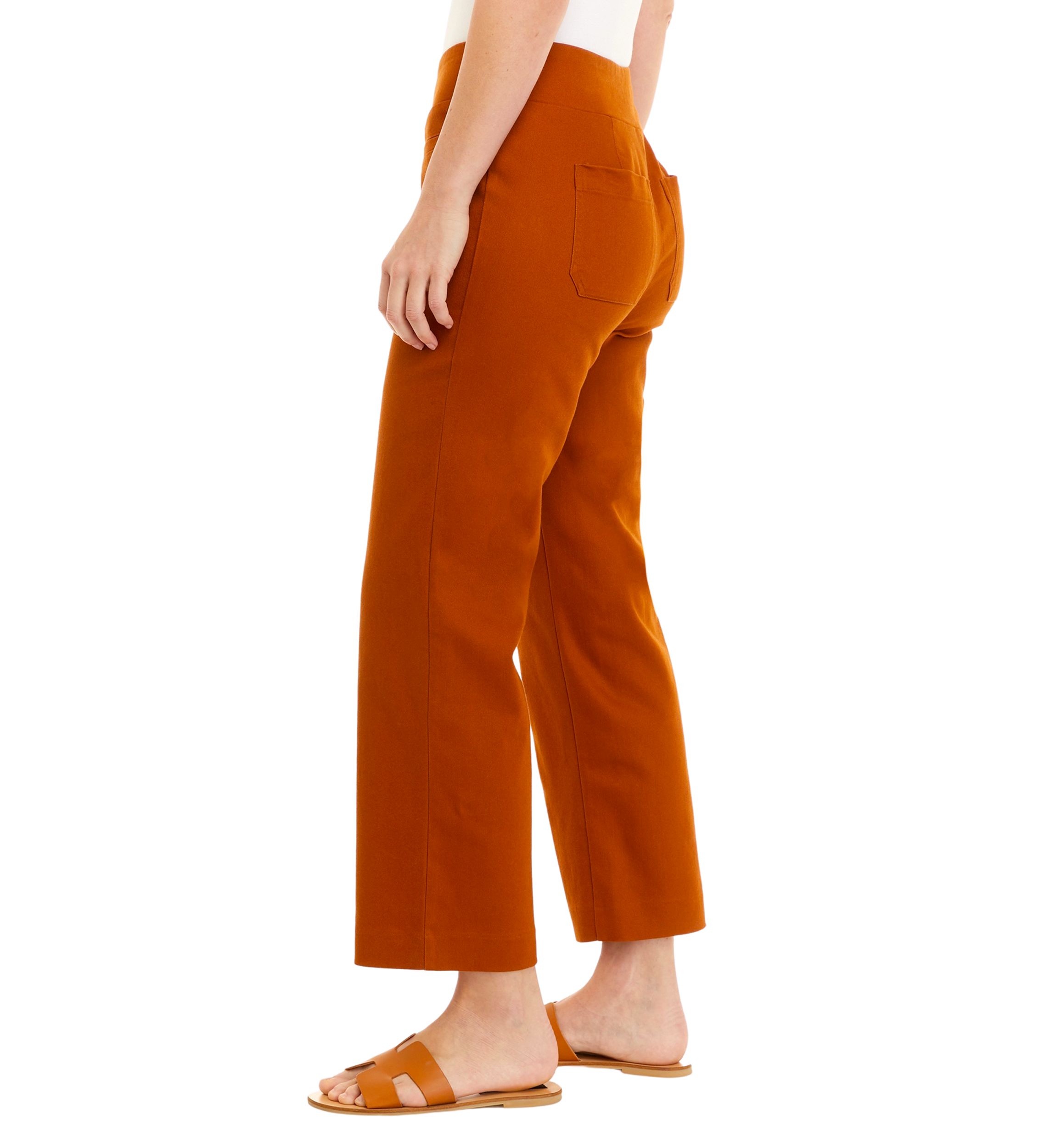 Womens Stretch Twill Pull On Straight Ankle Pants