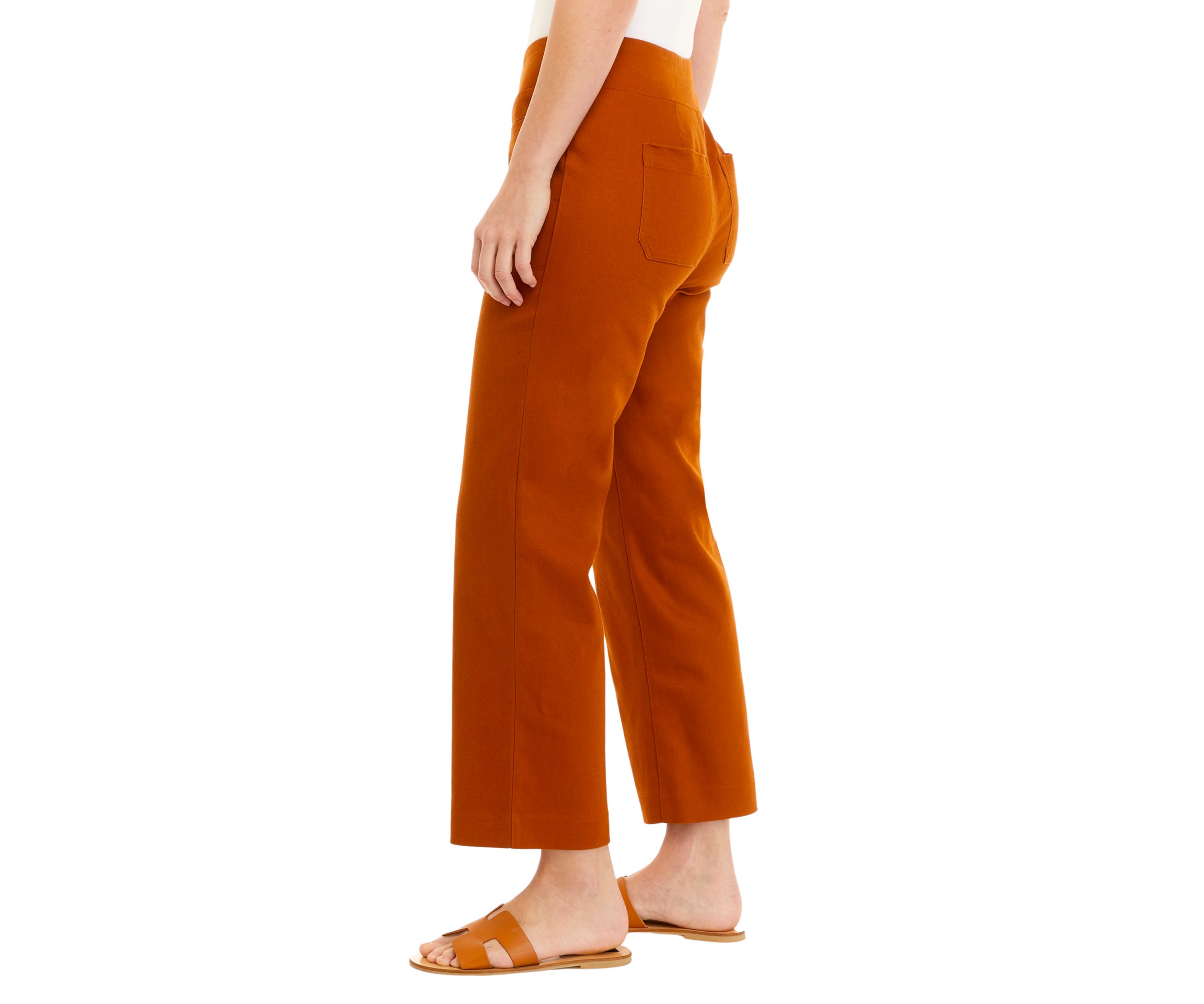 Womens Stretch Twill Pull On Straight Ankle Pants