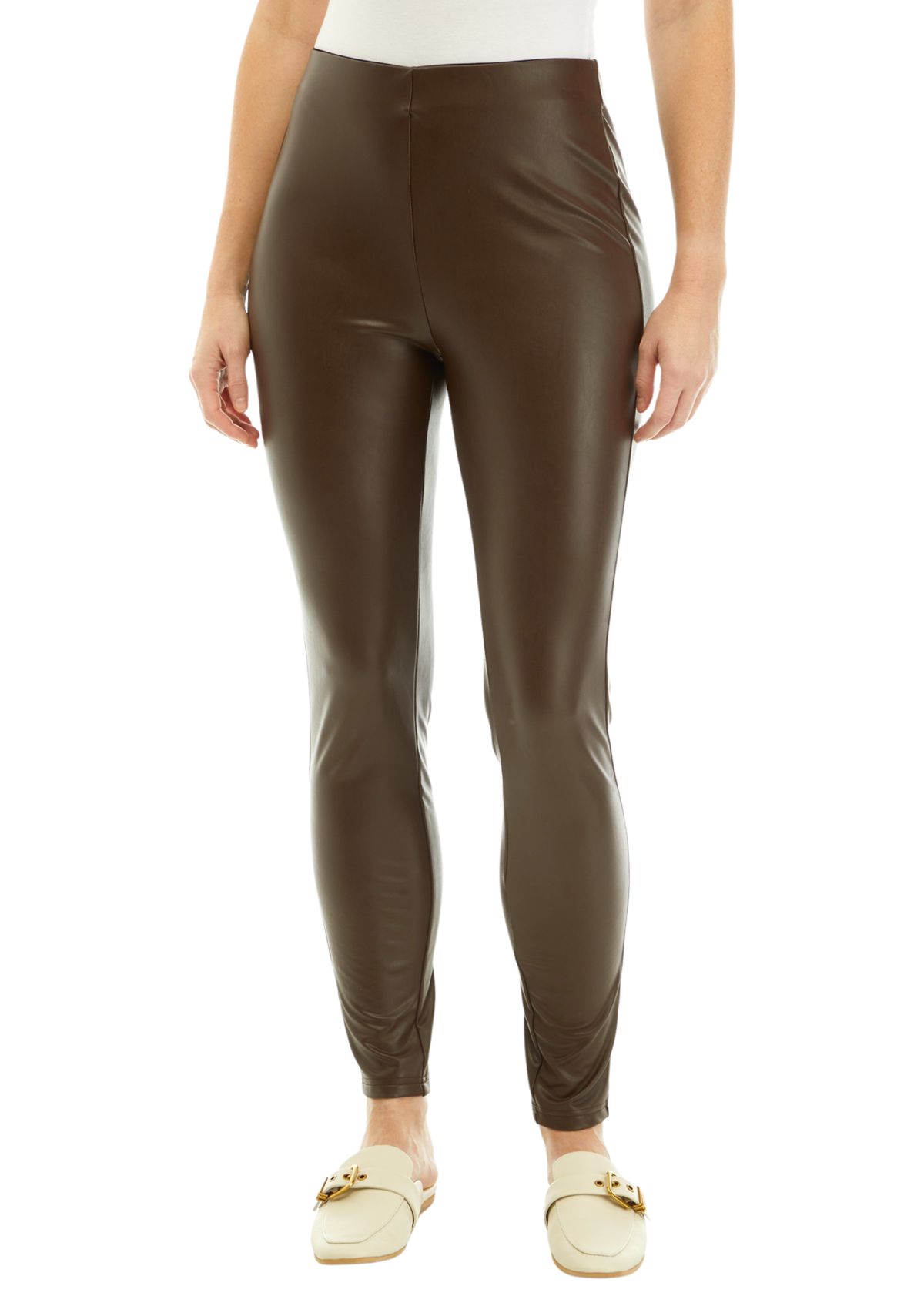 Womens High Rise Vegan Leather Leggings