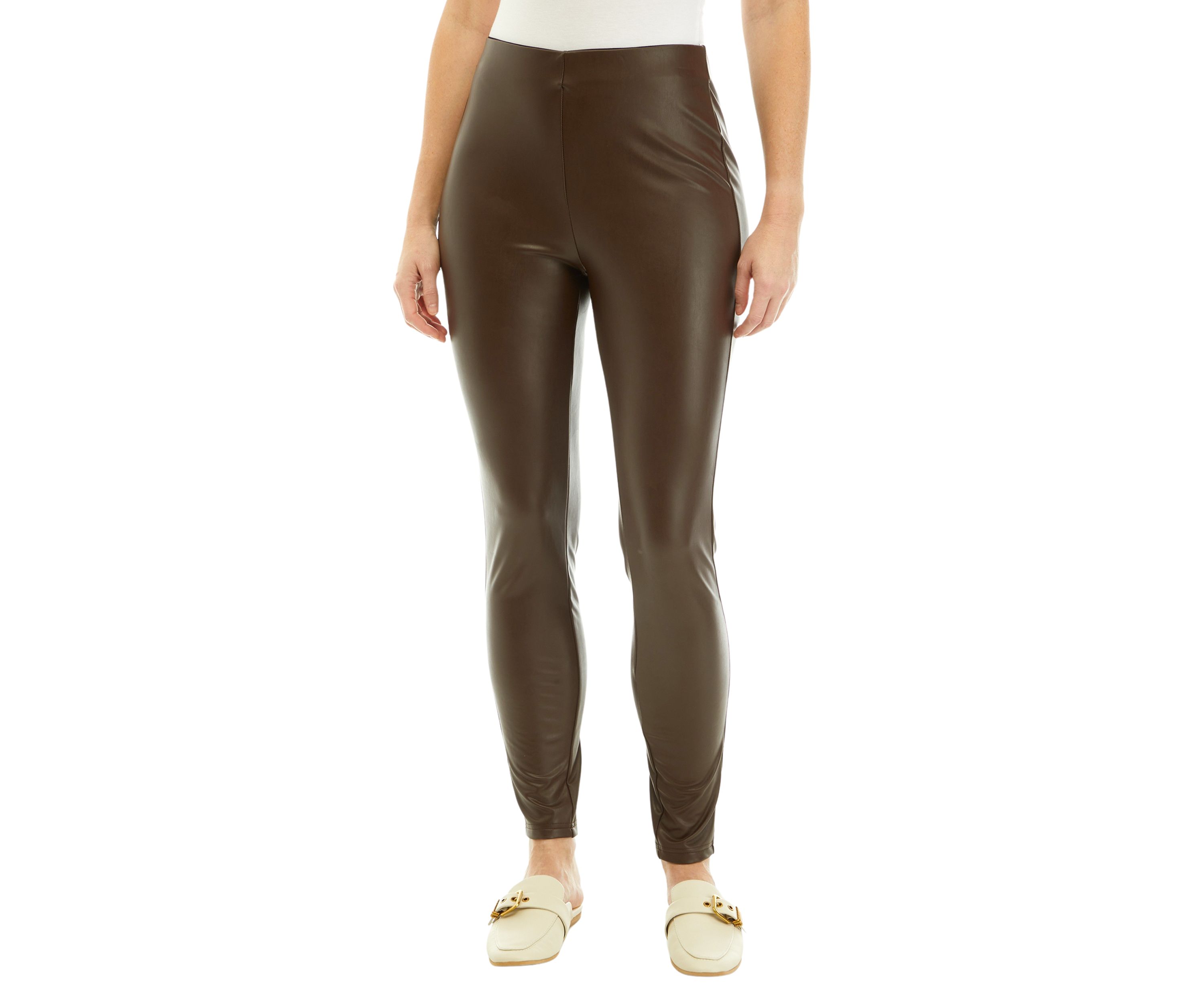 Womens High Rise Vegan Leather Leggings