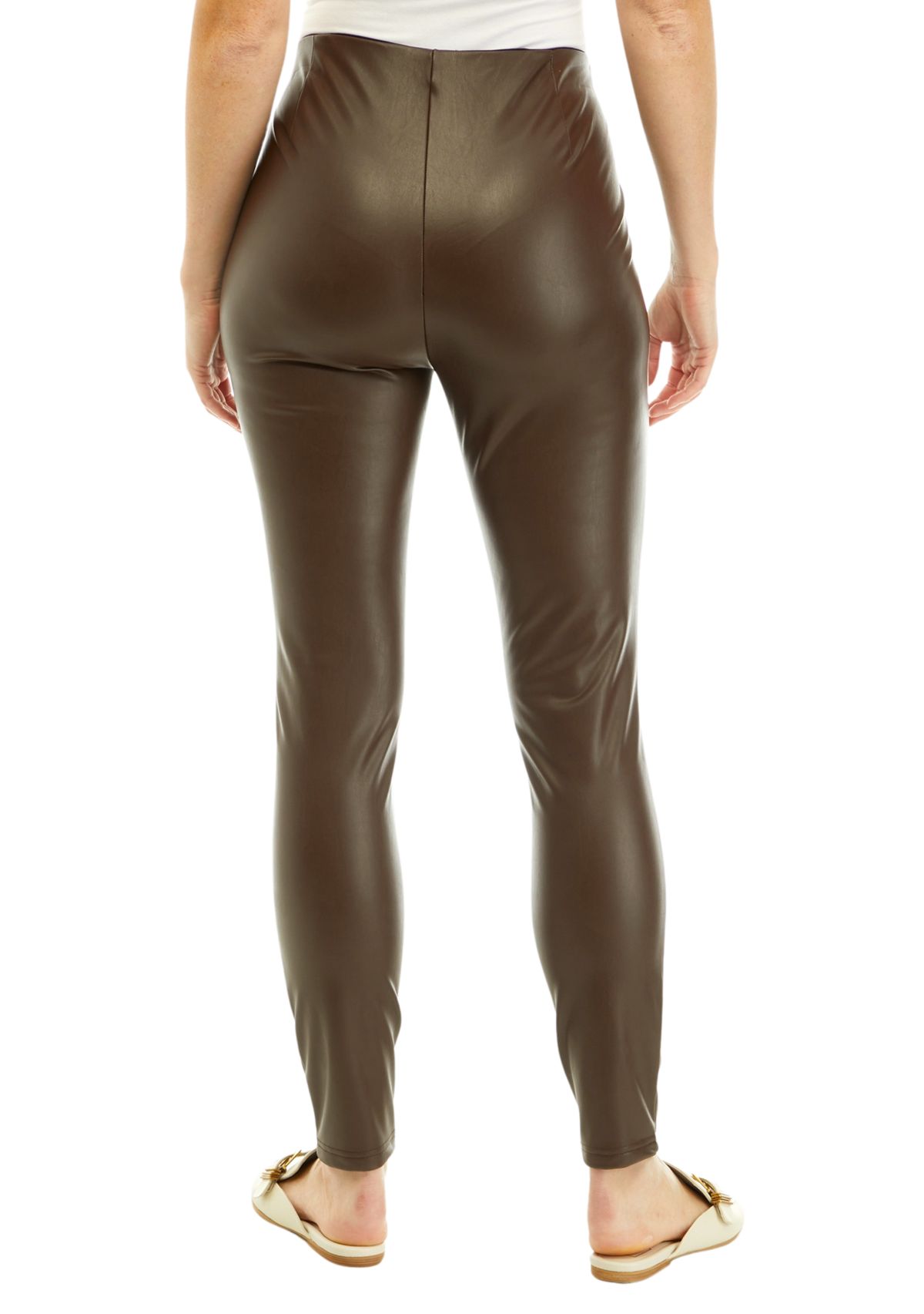 Womens High Rise Vegan Leather Leggings