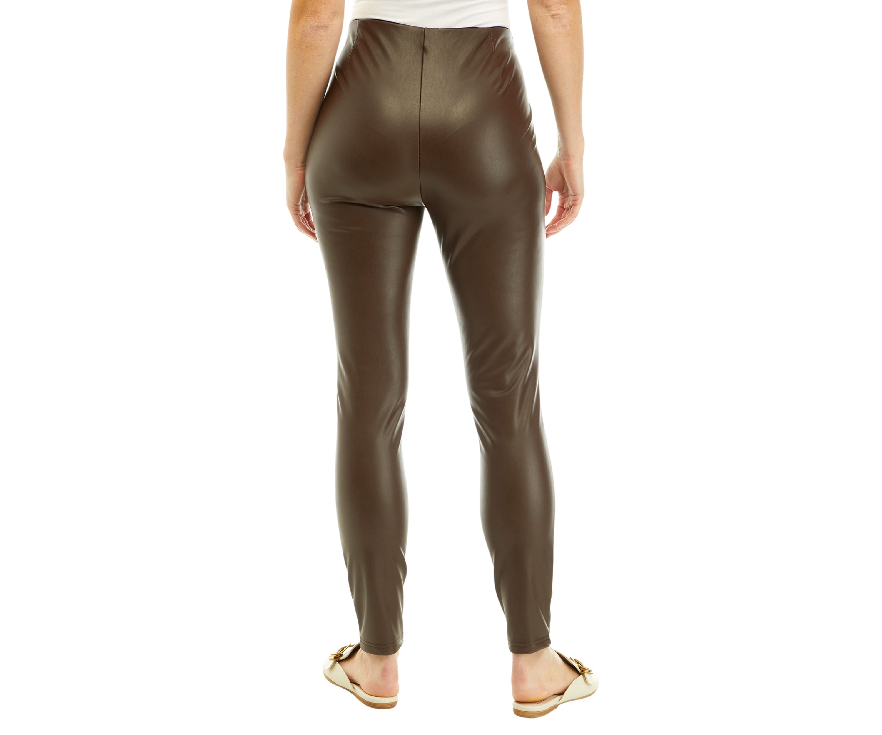 Womens High Rise Vegan Leather Leggings