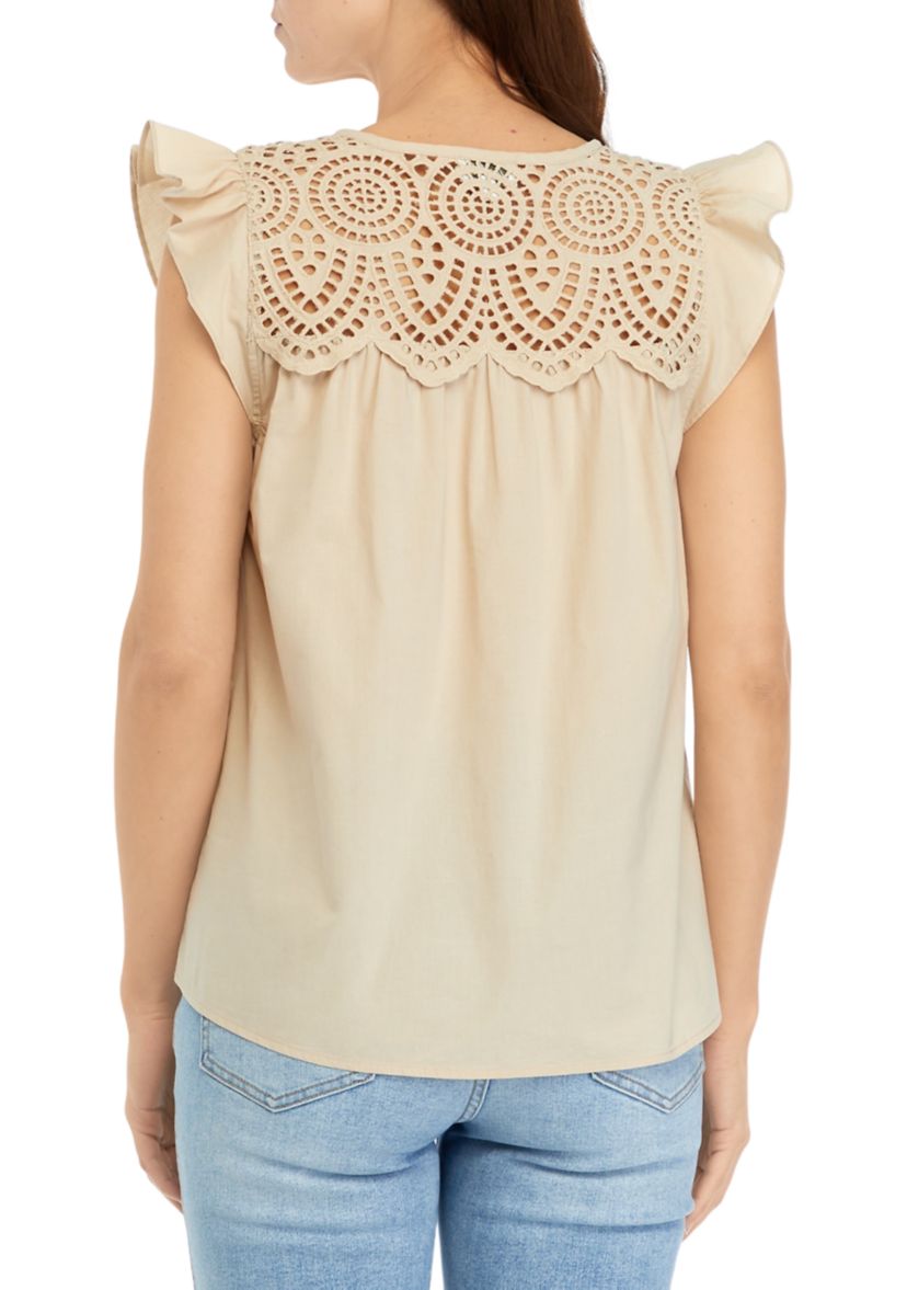 Petite Eyelet Peasant Blouse