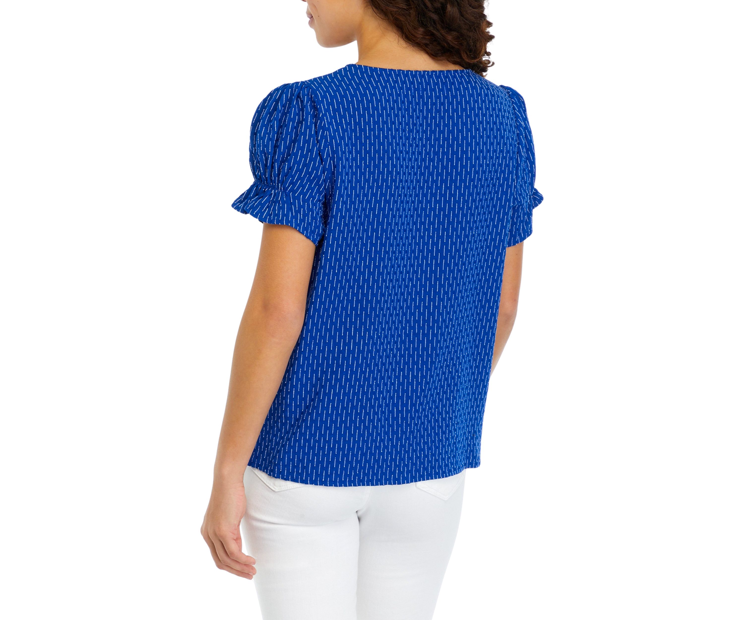 Petite Ruffle Sleeve Printed Blouse