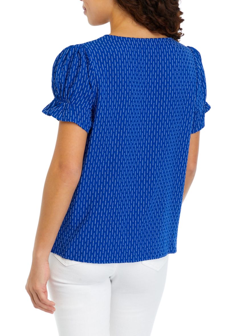 Petite Ruffle Sleeve Printed Blouse