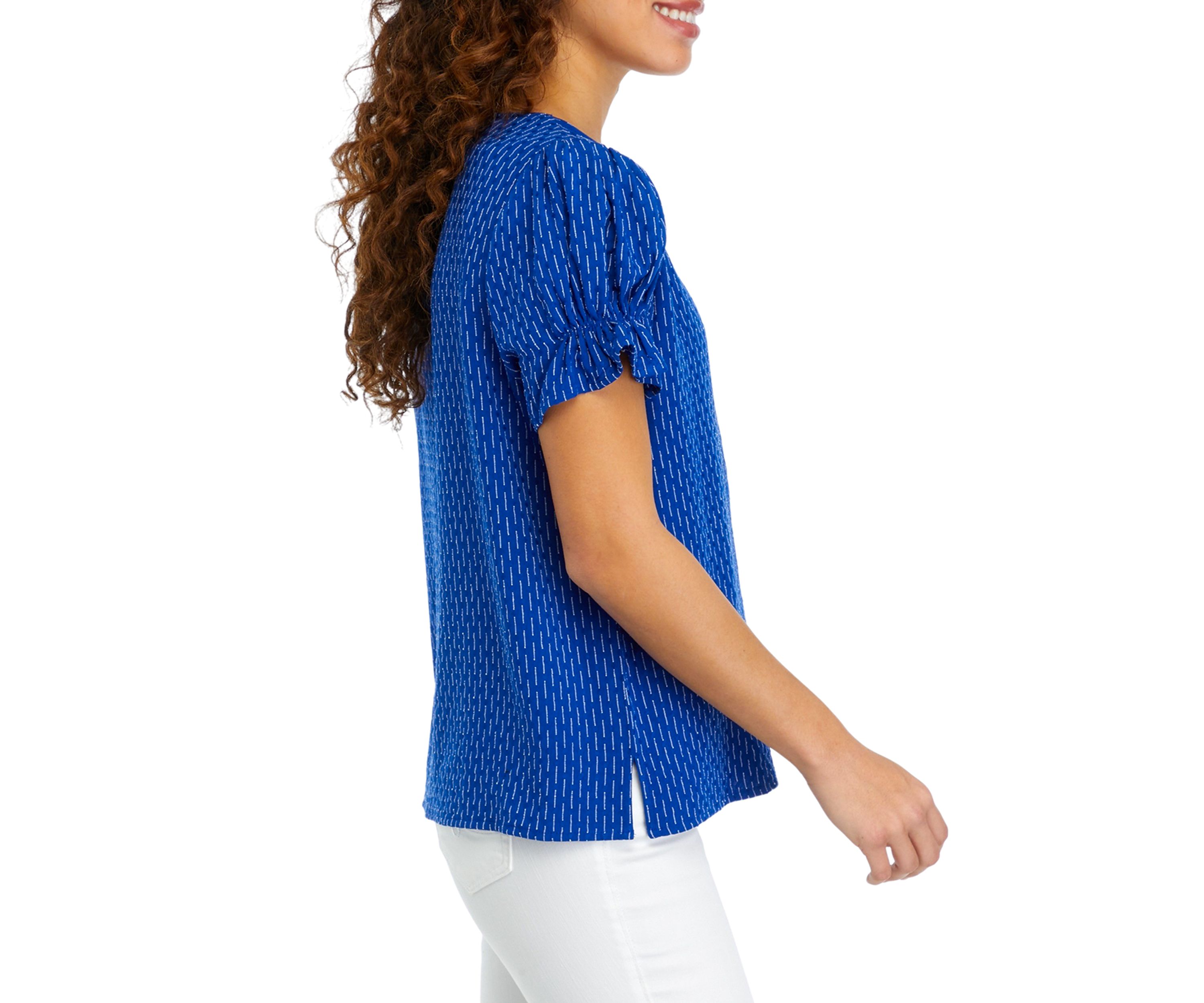 Petite Ruffle Sleeve Printed Blouse
