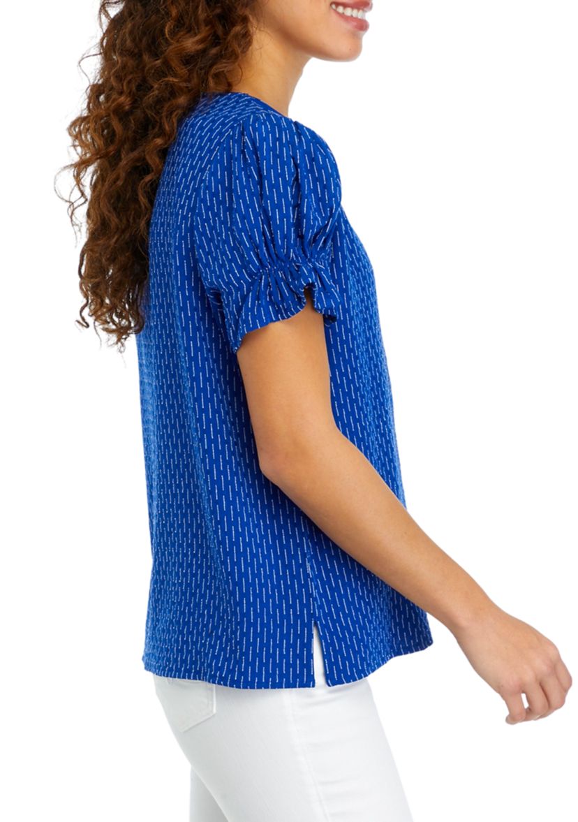 Petite Ruffle Sleeve Printed Blouse