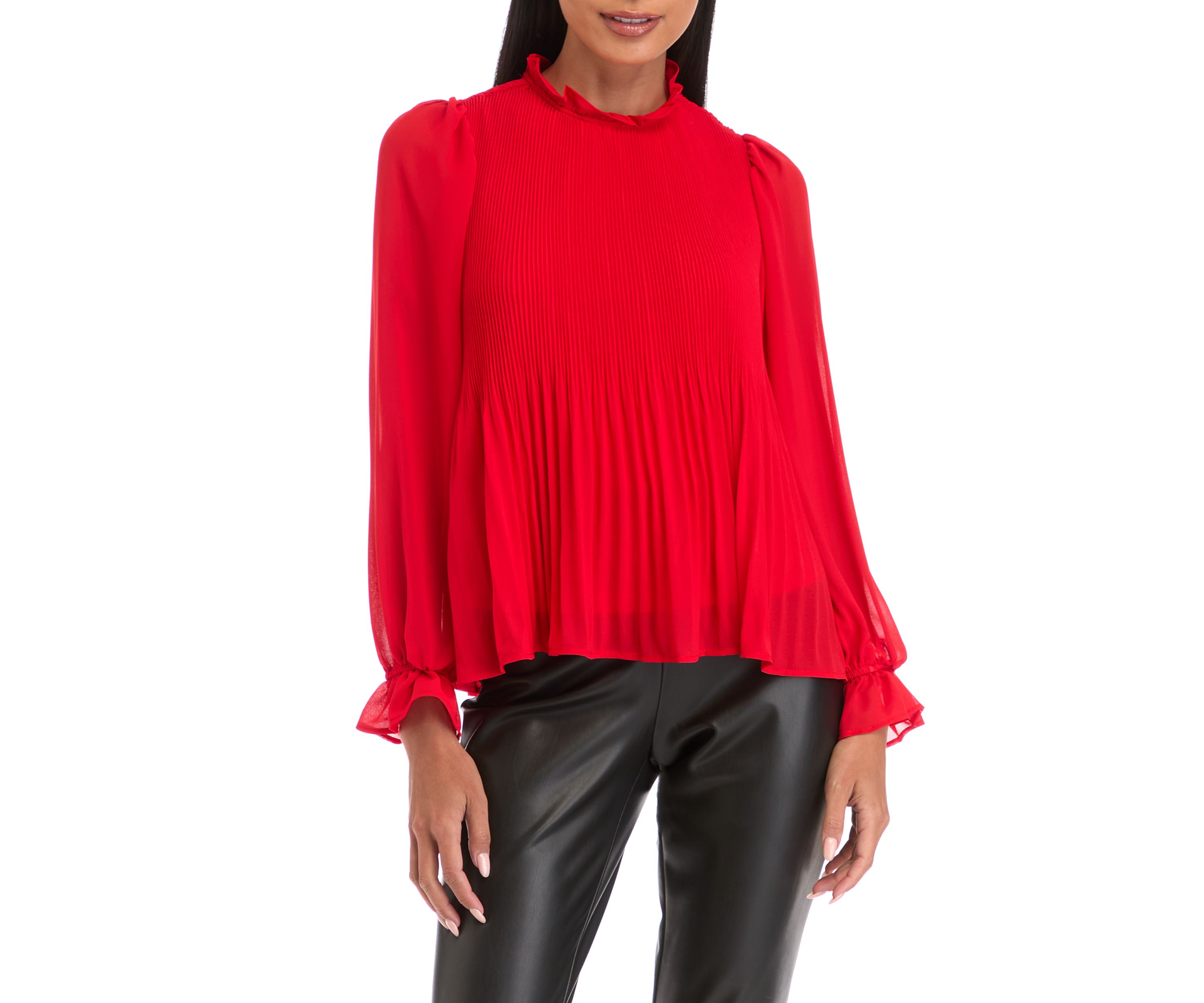 Petite Ruffle Neck Detail Blouse