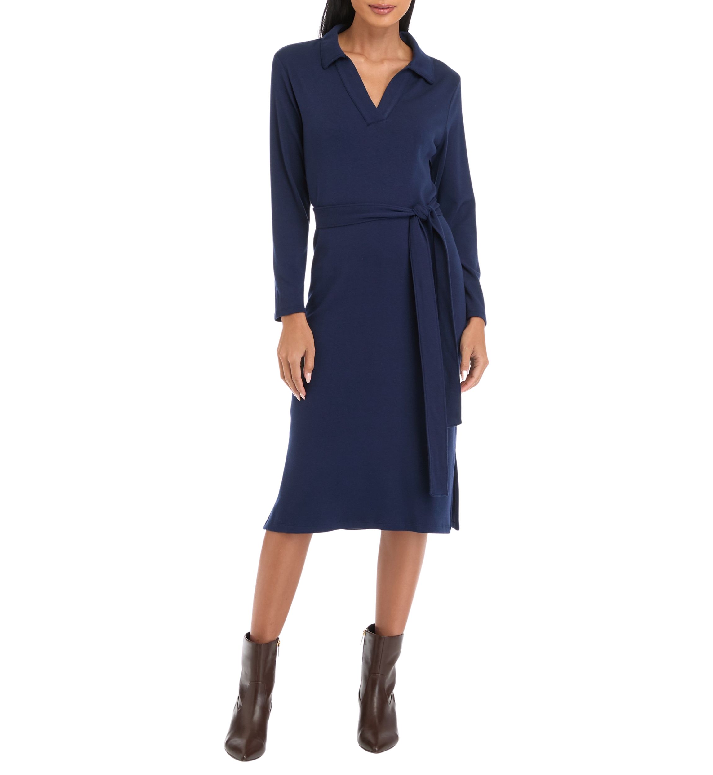 Petite Belted Midi Dress