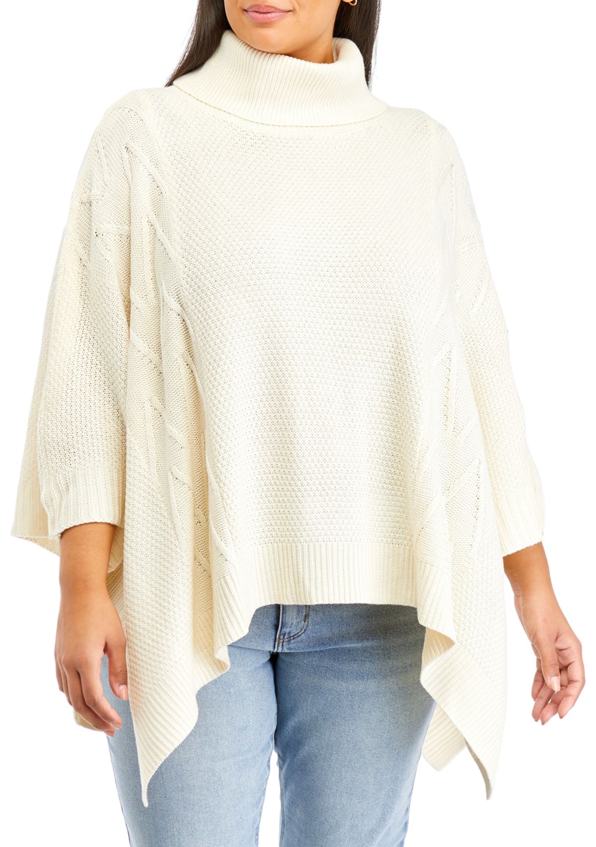 Plus Size Mock Neck Poncho