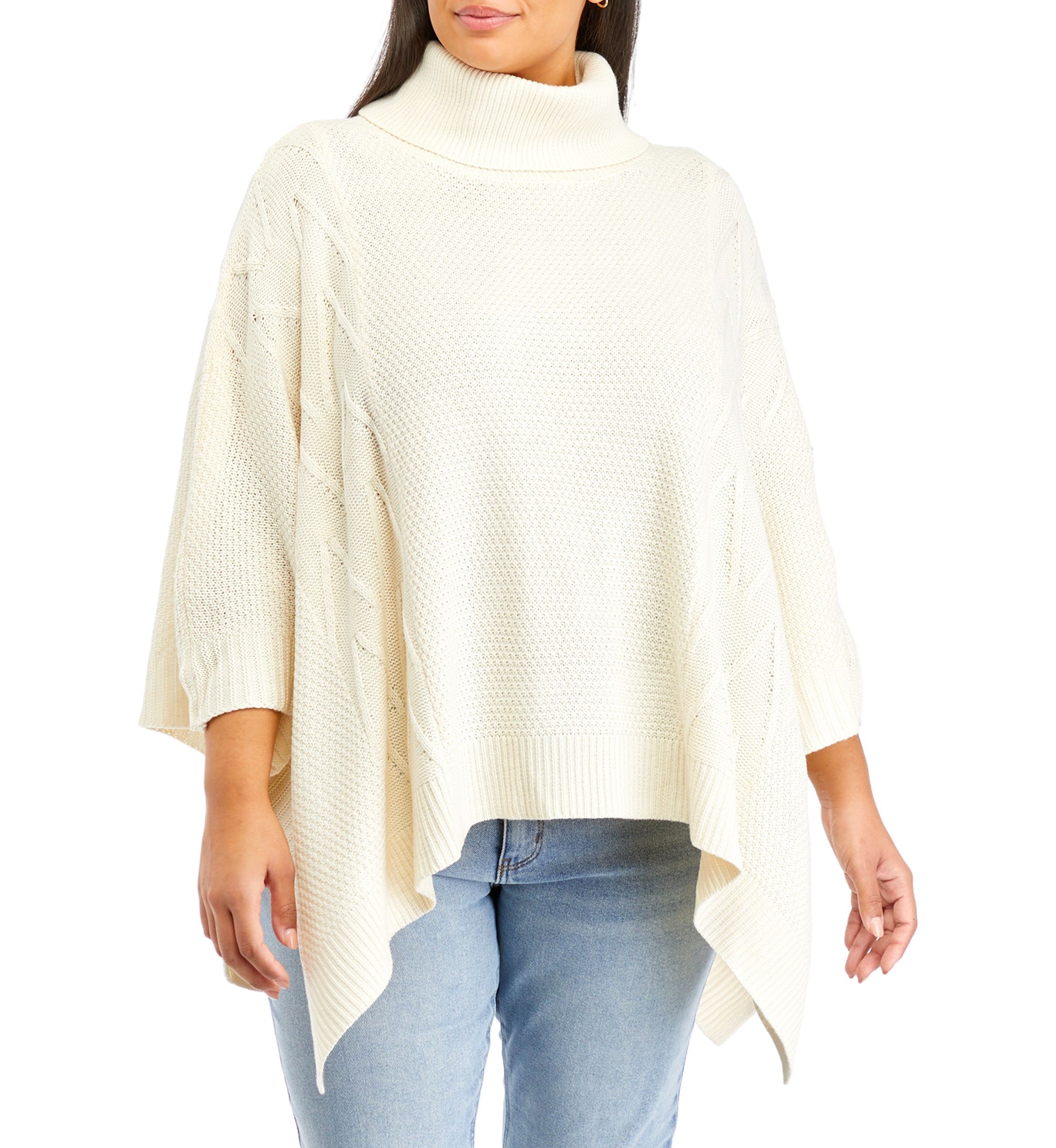 Plus Size Mock Neck Poncho
