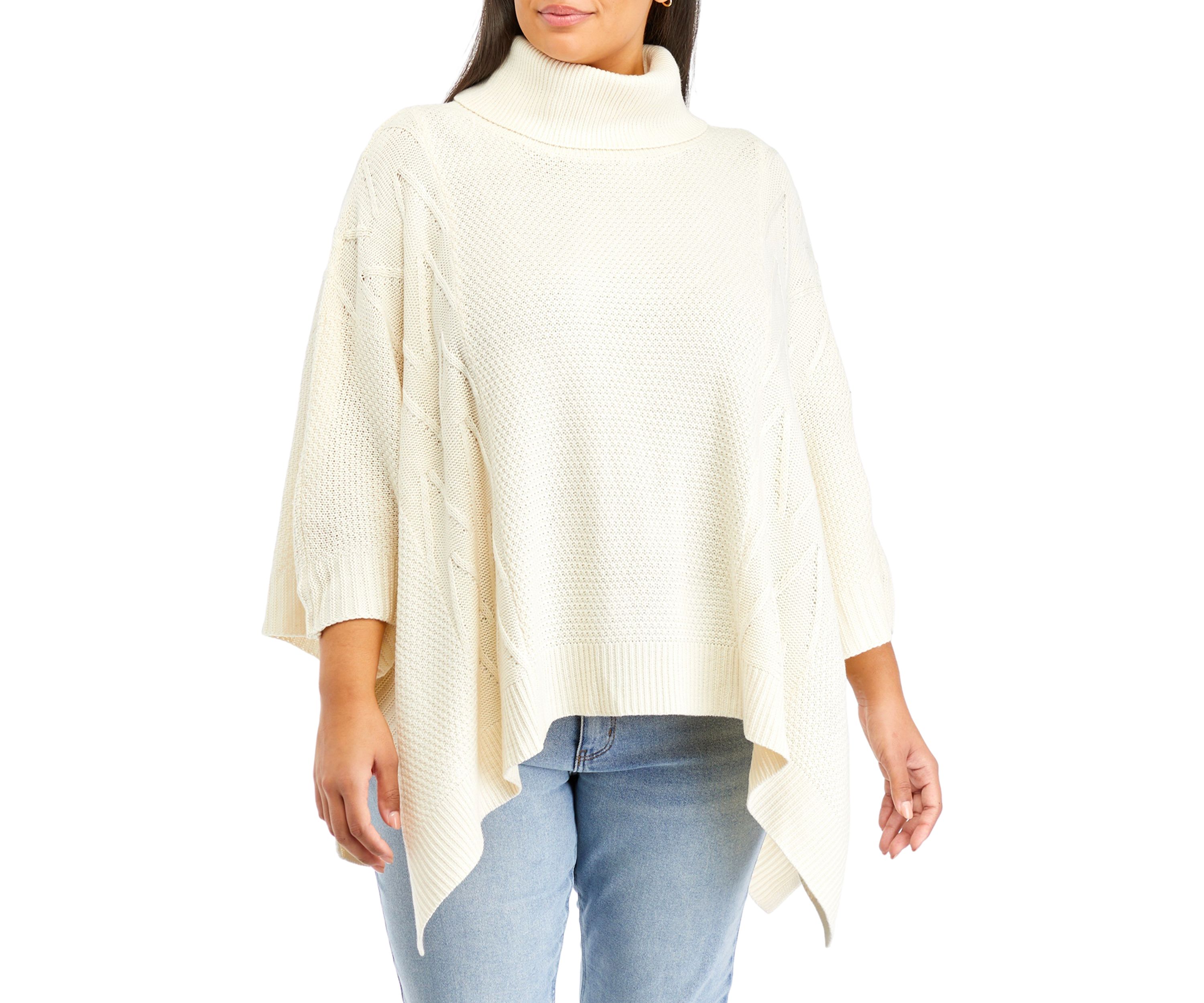 Plus Size Mock Neck Poncho