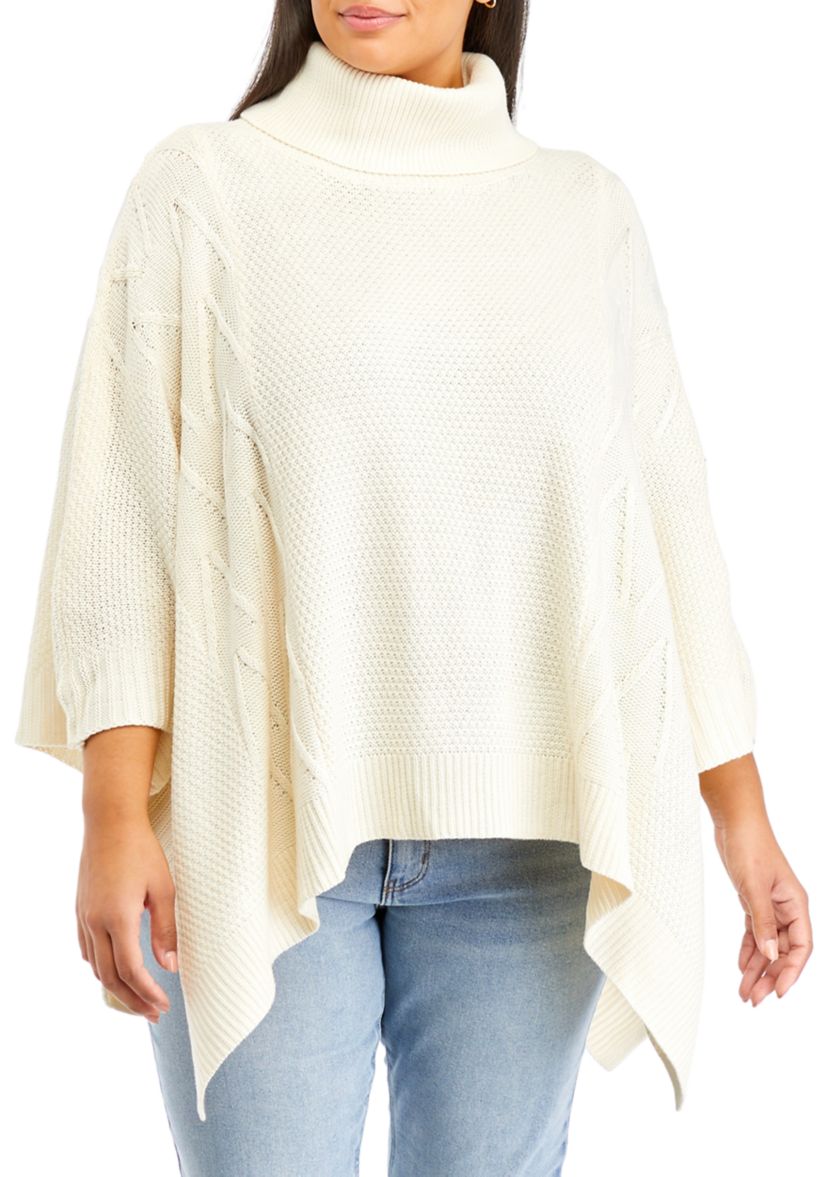 Plus Size Mock Neck Poncho