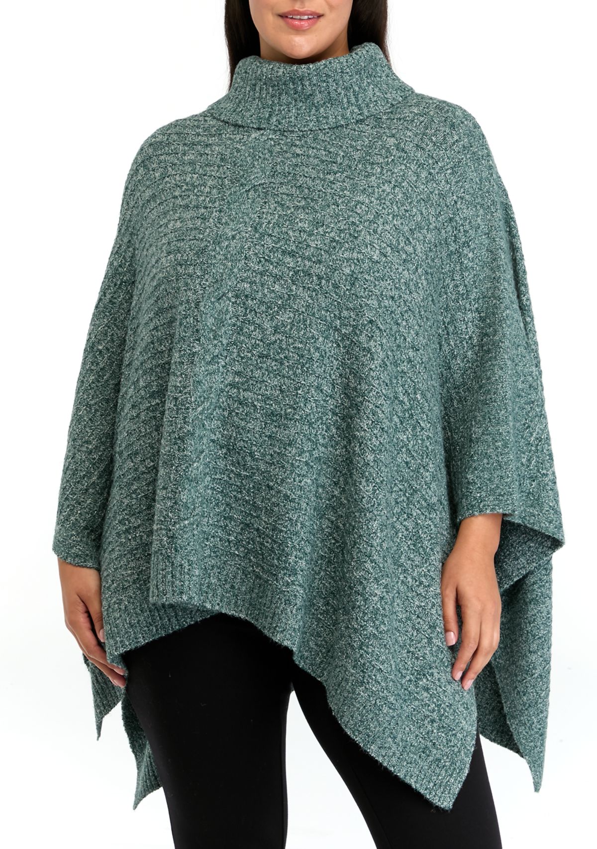 Plus Size Mock Neck Poncho