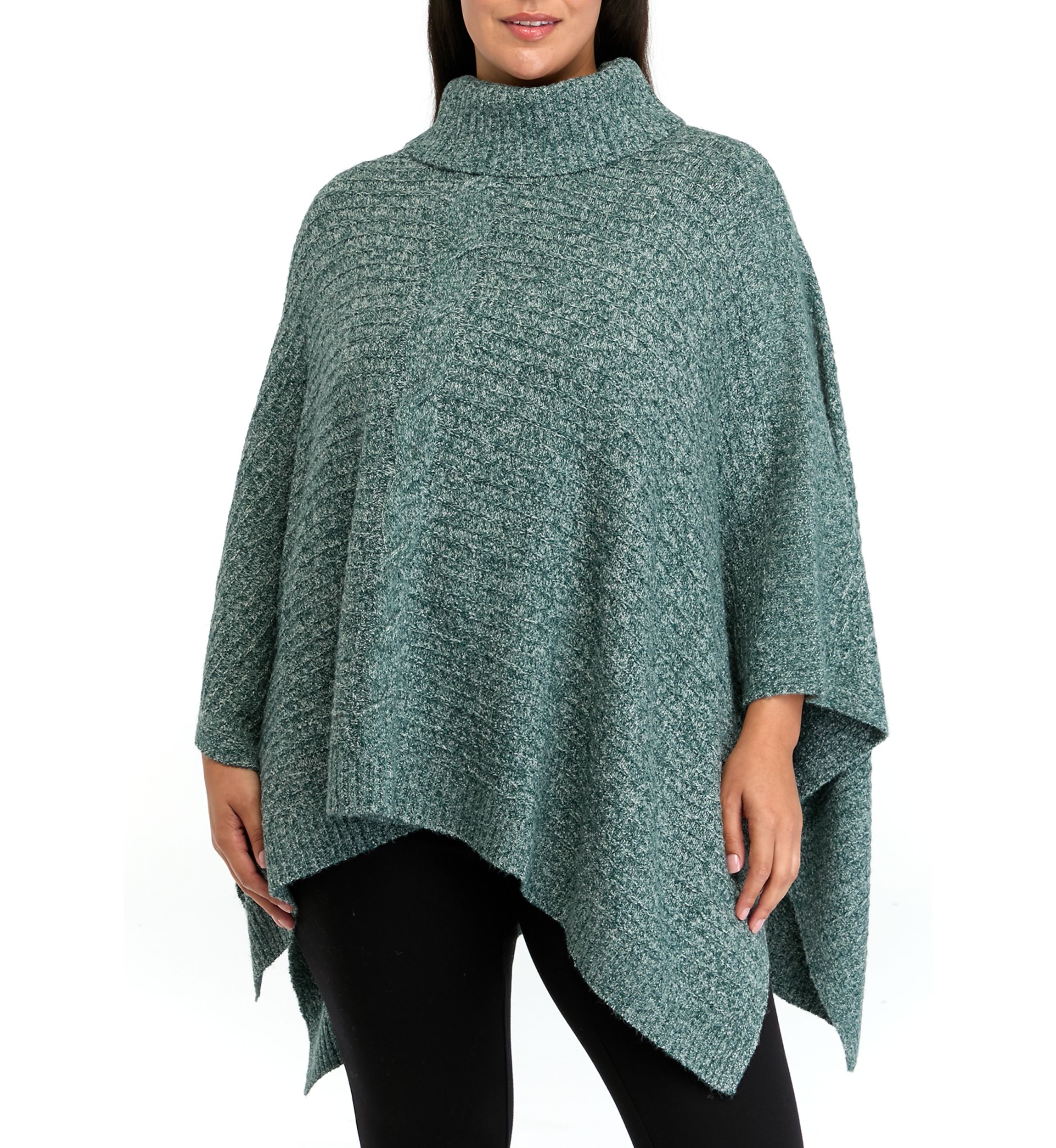 Plus Size Mock Neck Poncho