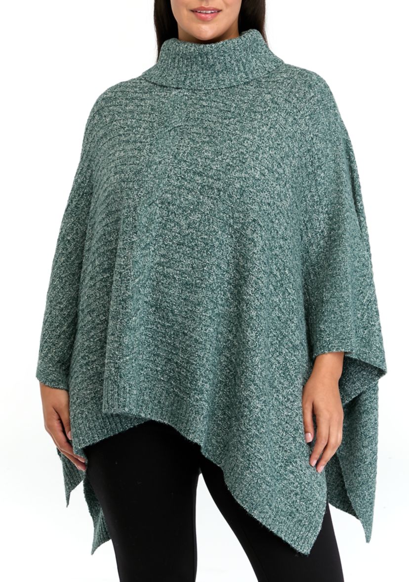 Plus Size Mock Neck Poncho