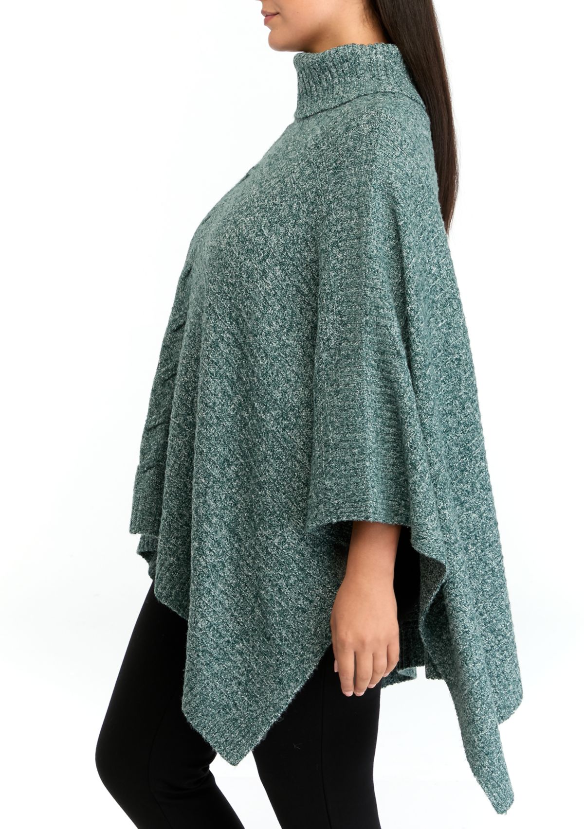Plus Size Mock Neck Poncho