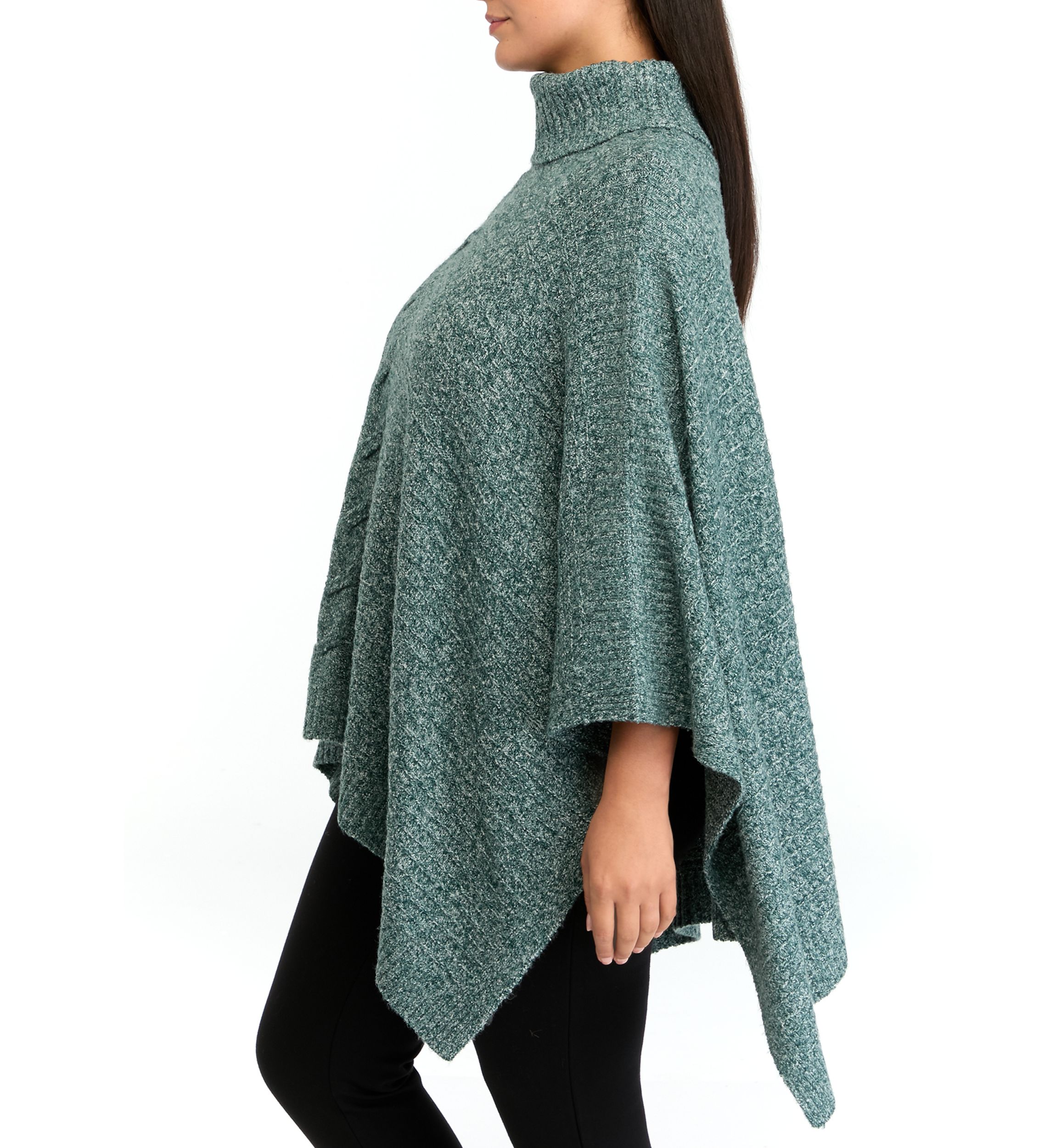 Plus Size Mock Neck Poncho