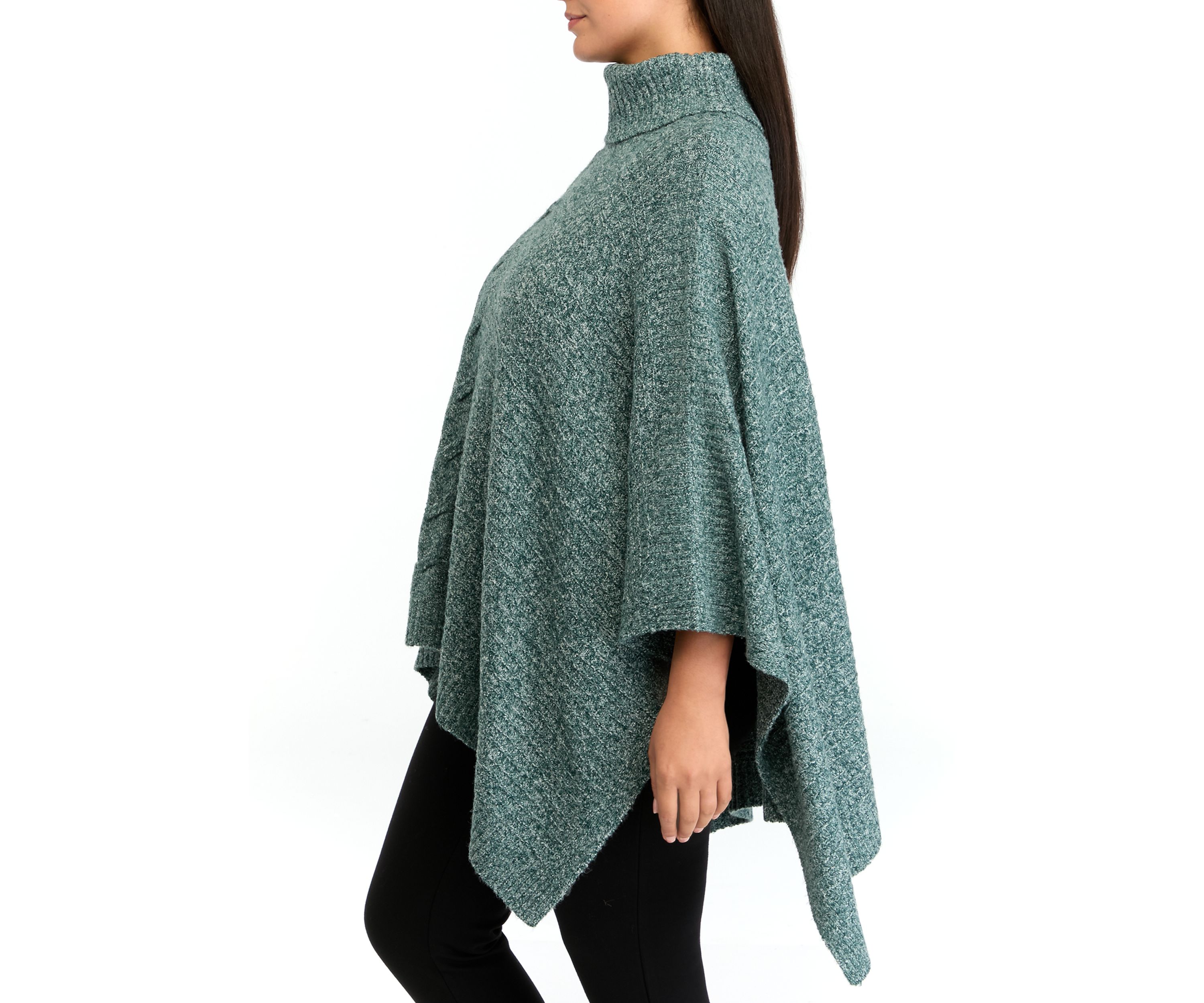 Plus Size Mock Neck Poncho