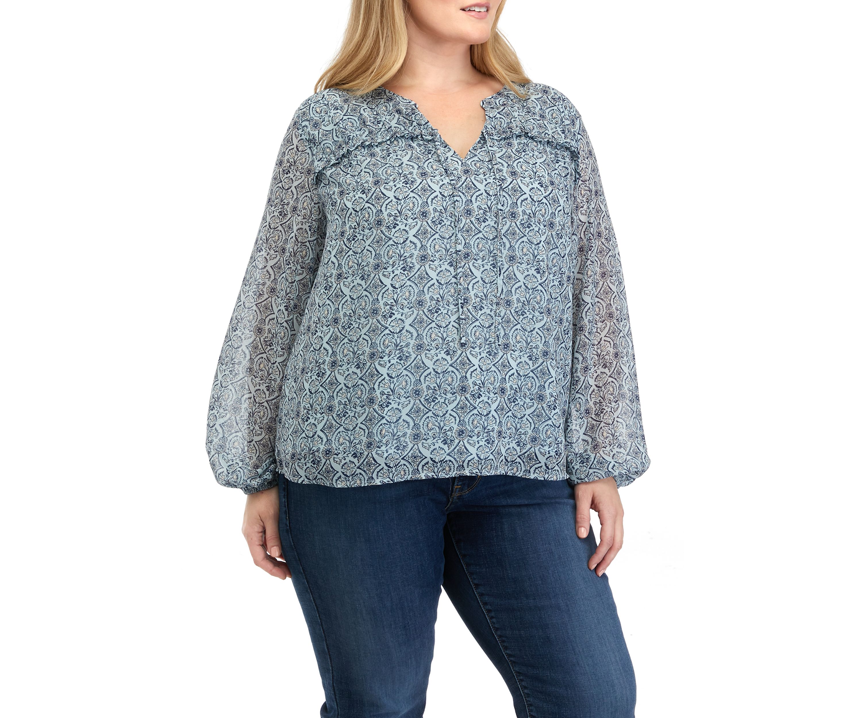 Plus Size Printed Chiffon Top