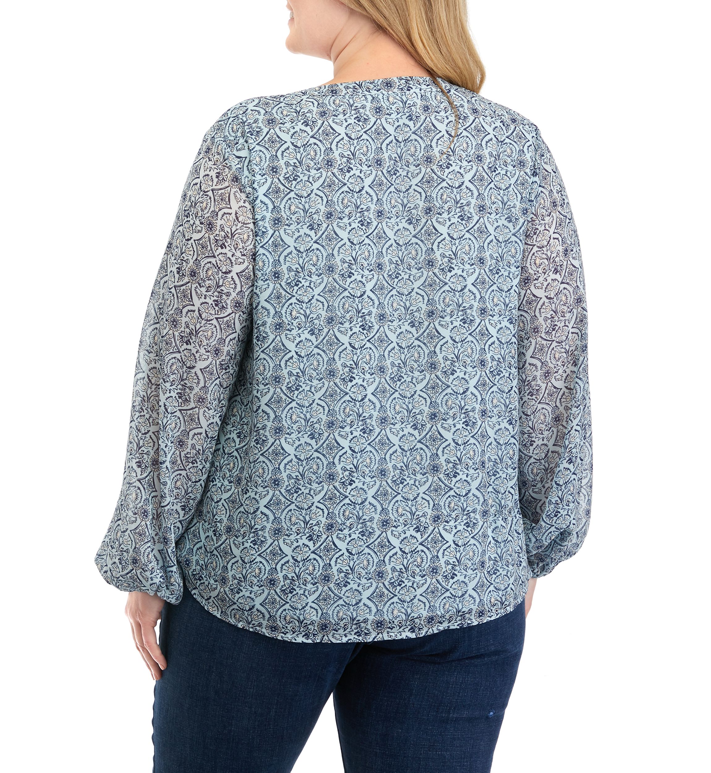 Plus Size Printed Chiffon Top