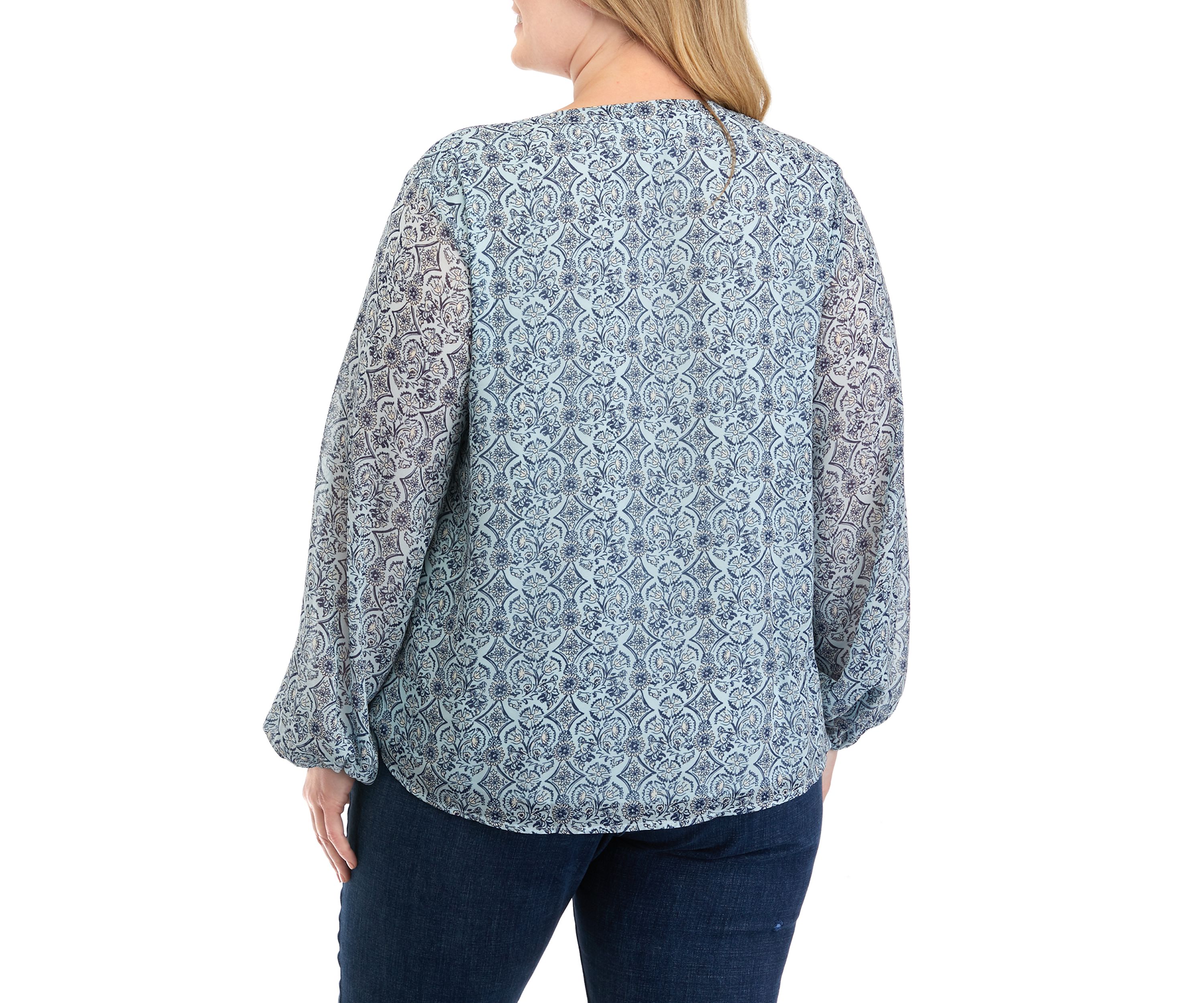 Plus Size Printed Chiffon Top