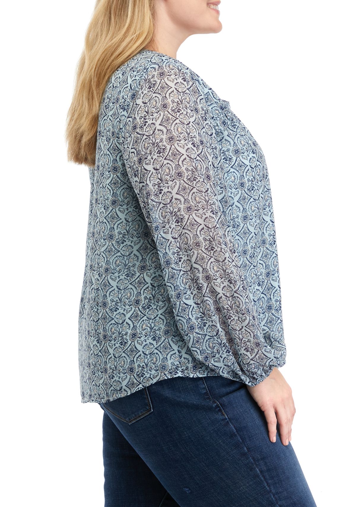 Plus Size Printed Chiffon Top
