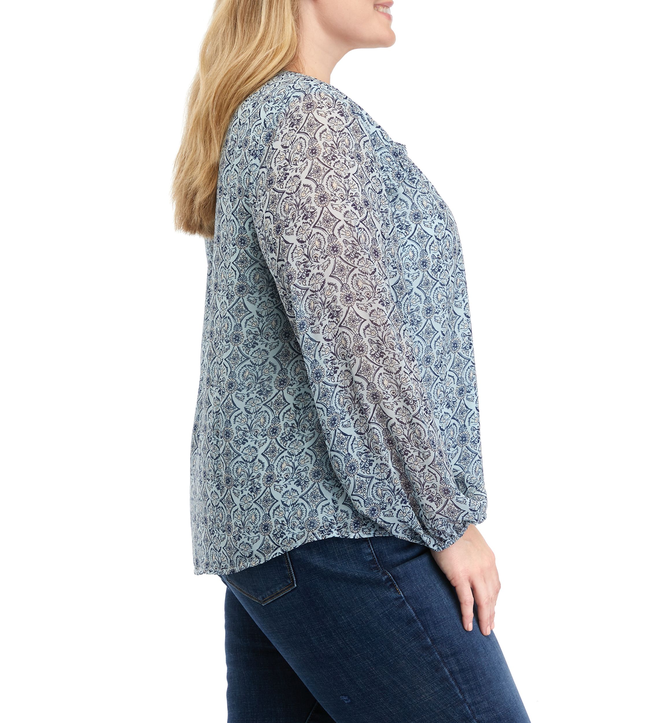 Plus Size Printed Chiffon Top