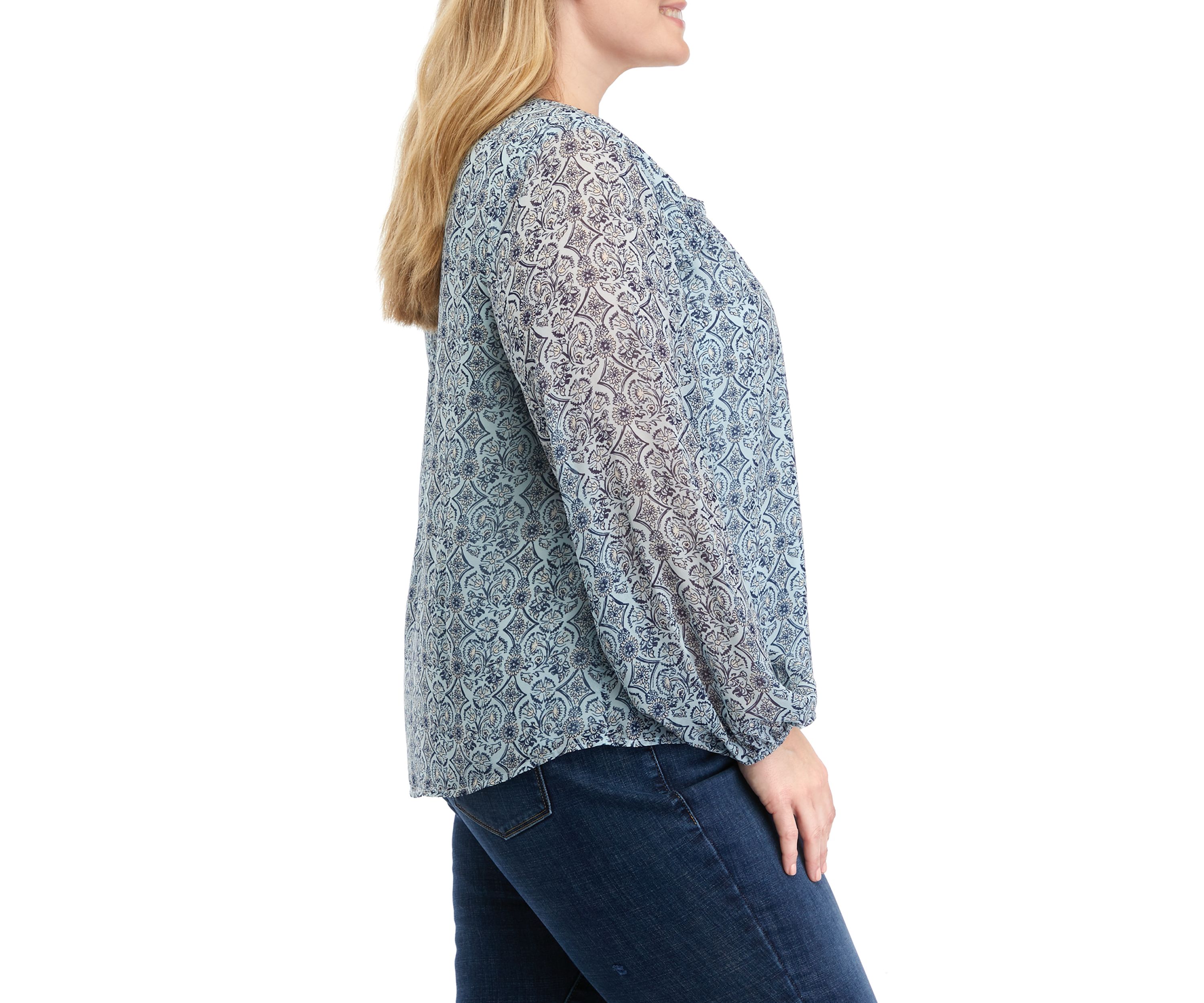 Plus Size Printed Chiffon Top