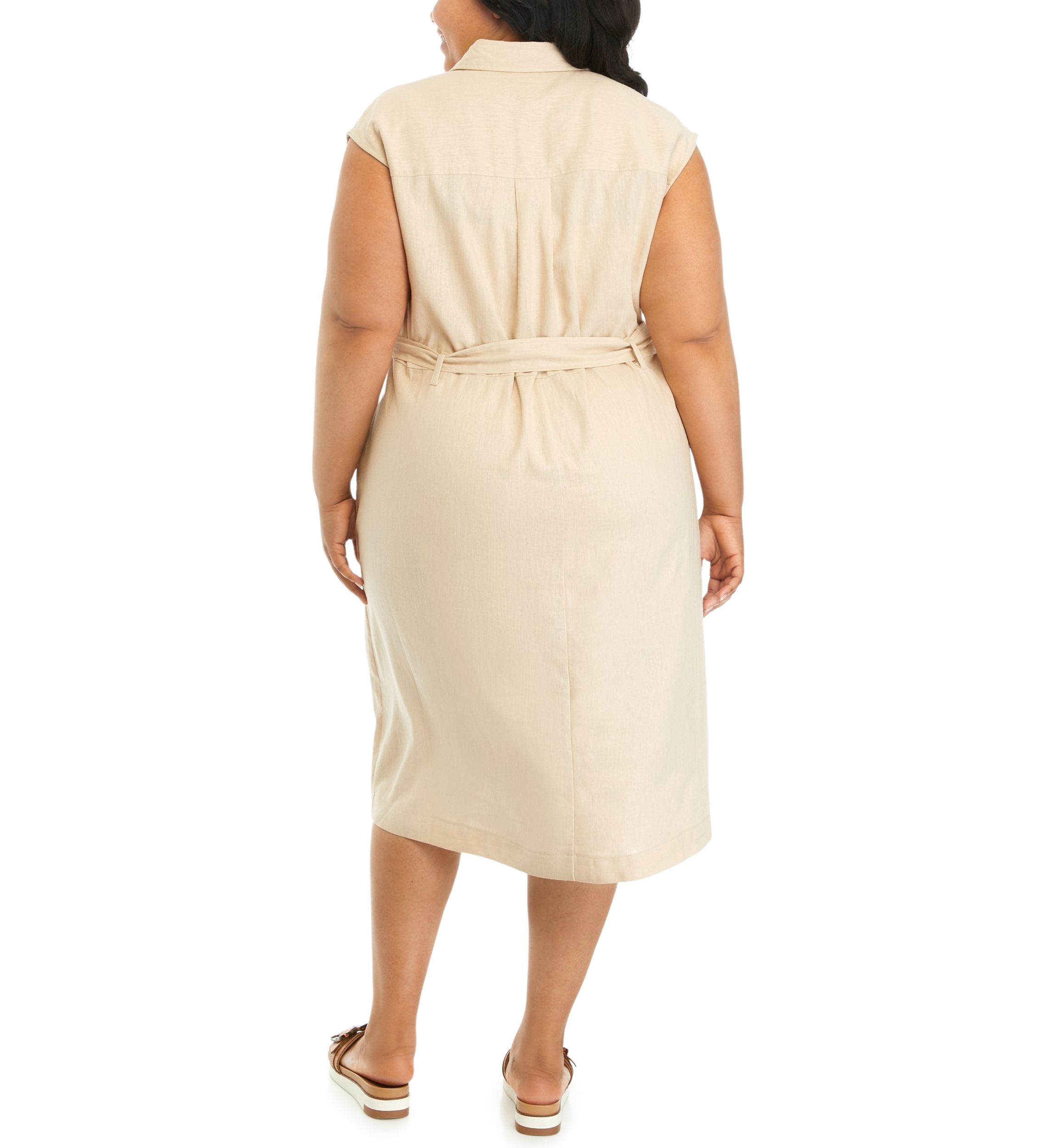 Plus Size Button Front Midi Shirtdress