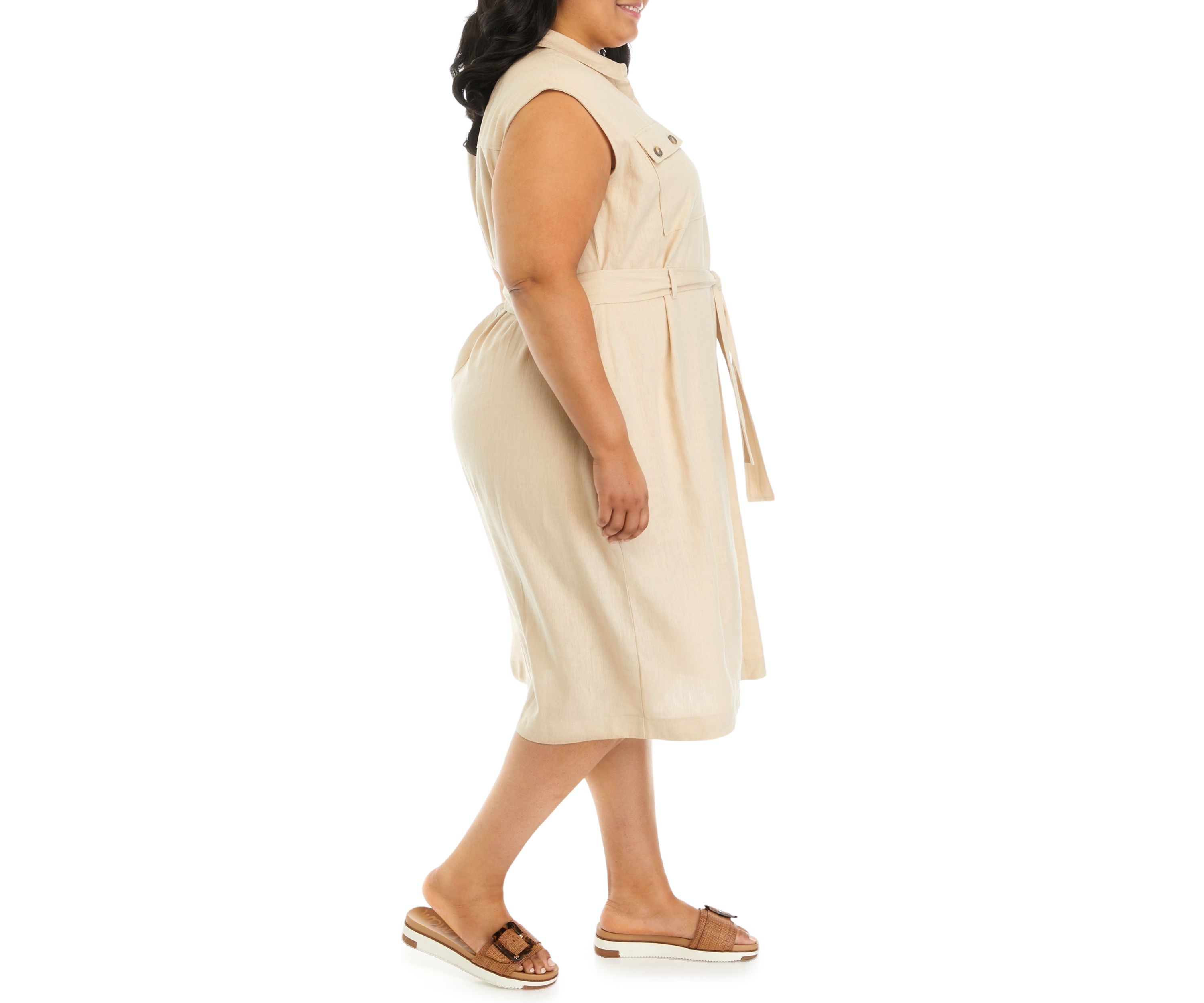 Plus Size Button Front Midi Shirtdress