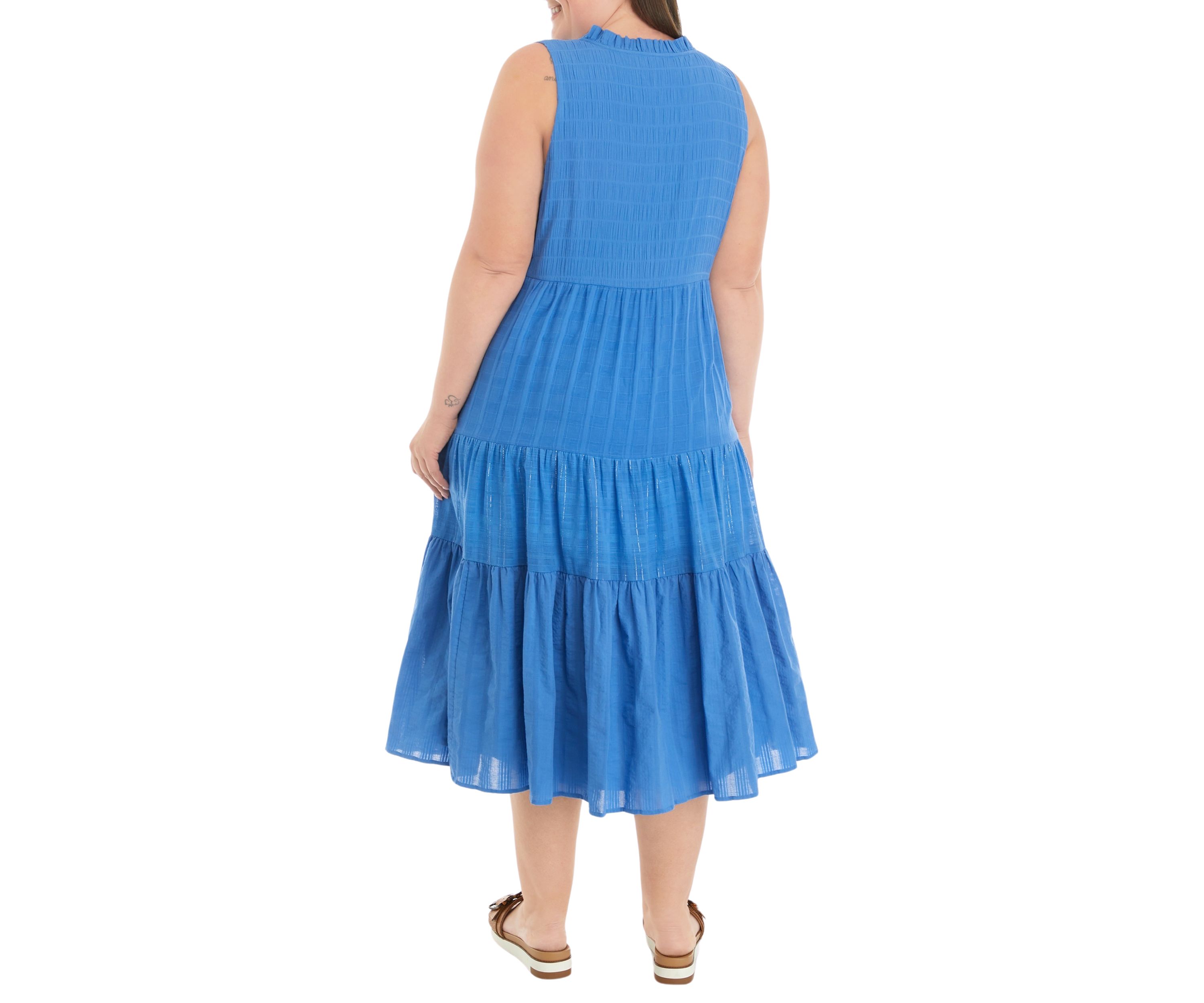 Plus Size Tiered Button Front Midi Dress
