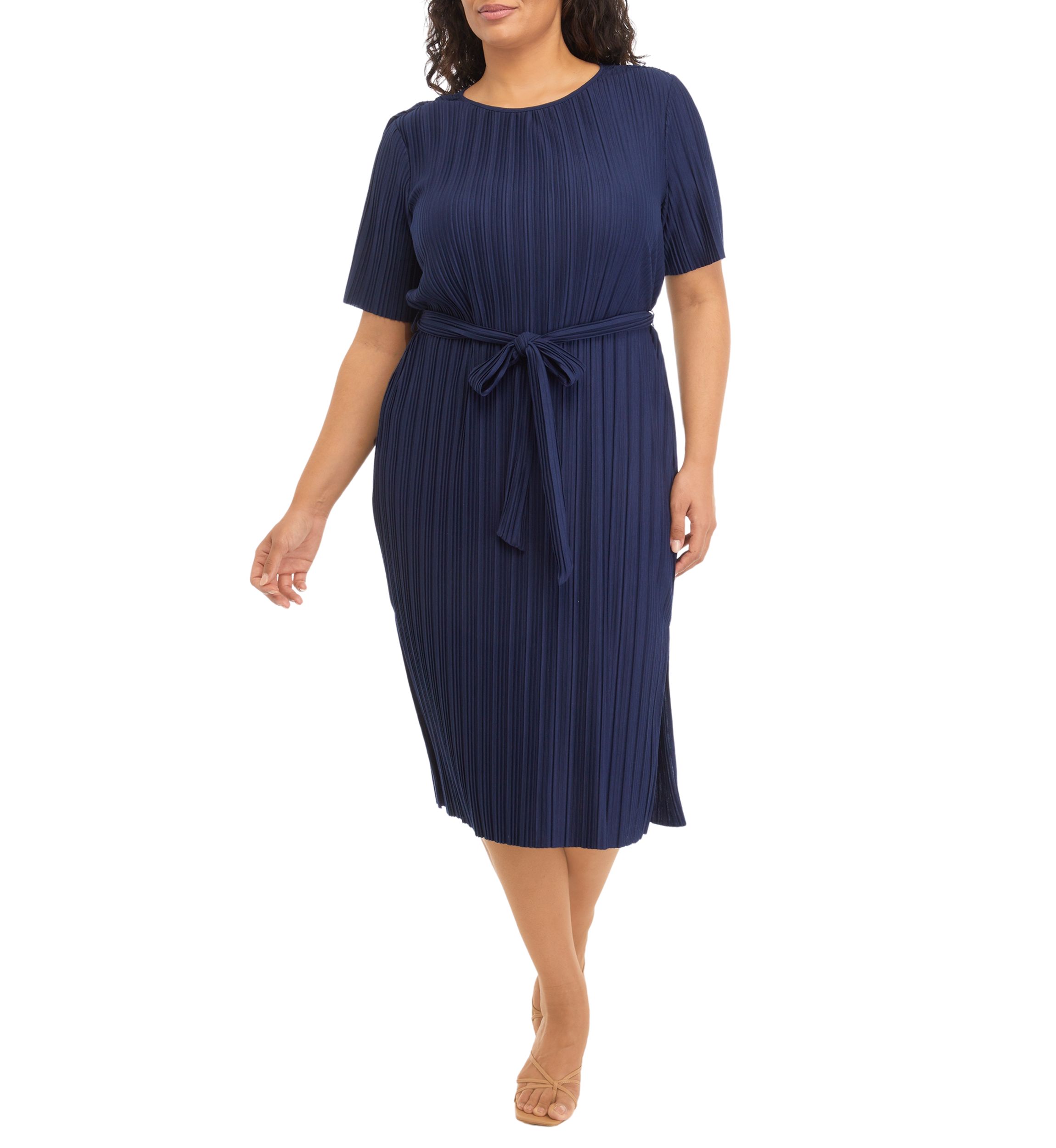 Plus Size Elbow Pleated Dress