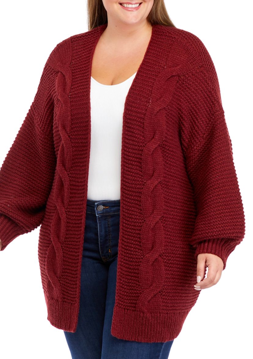 Plus Size Open Front Cardigan