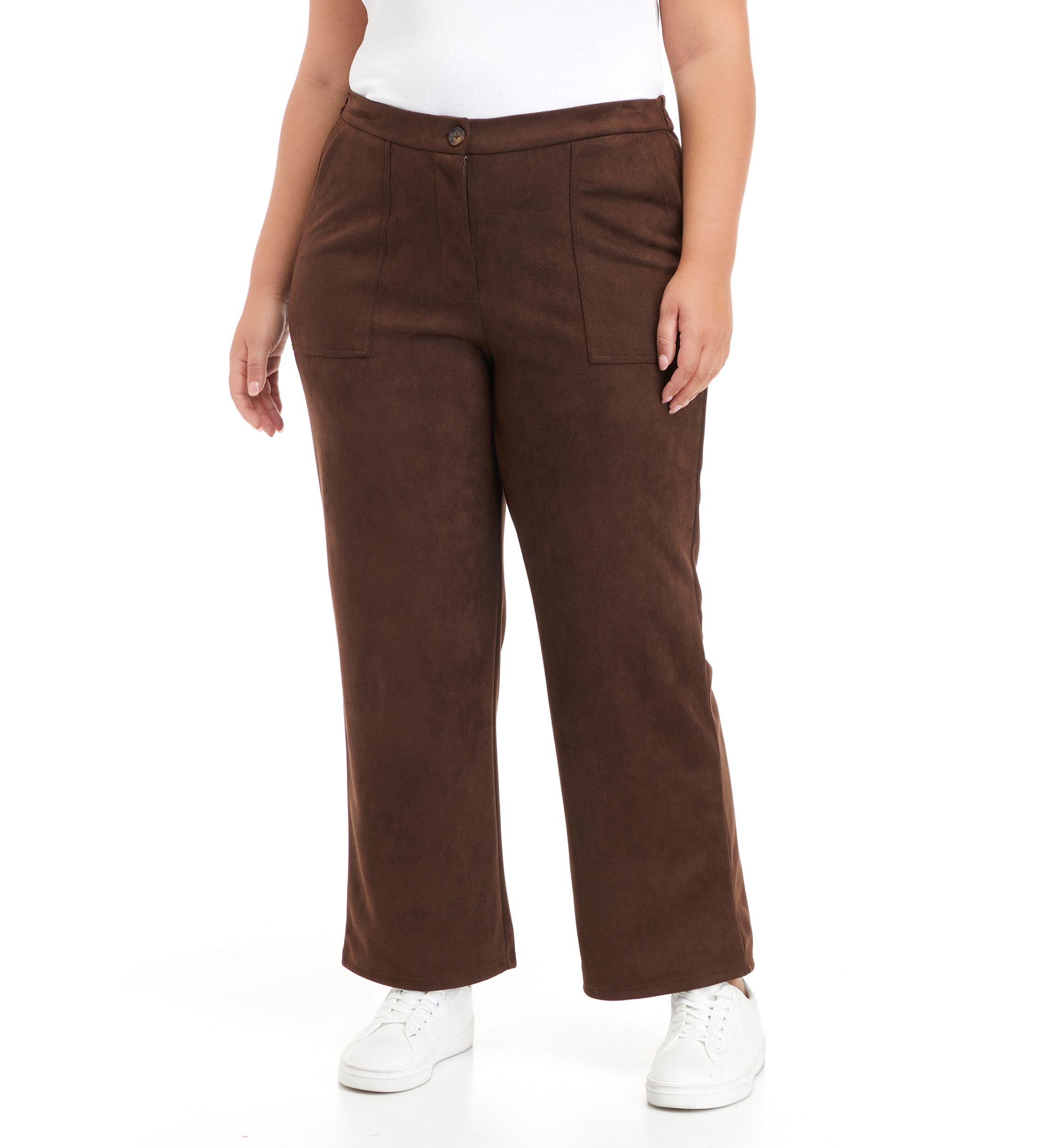 Plus Size Suede Ankle Pants