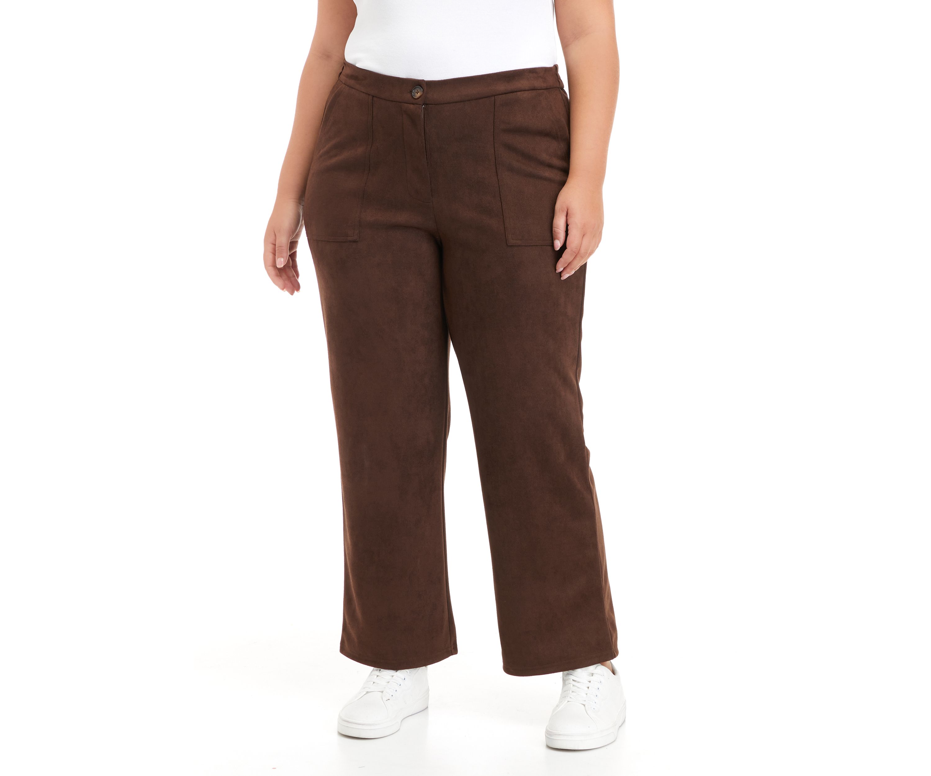 Plus Size Suede Ankle Pants