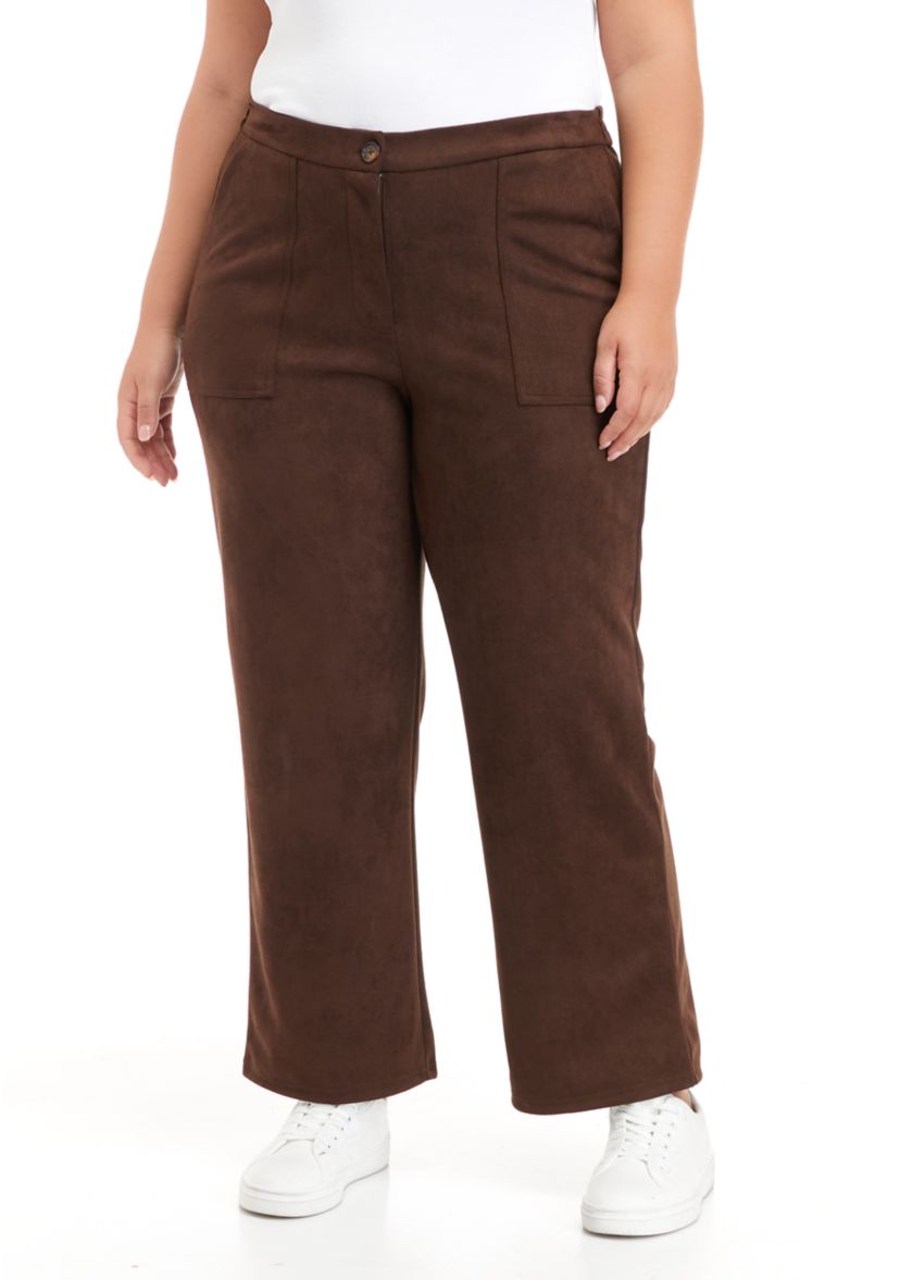 Plus Size Suede Ankle Pants