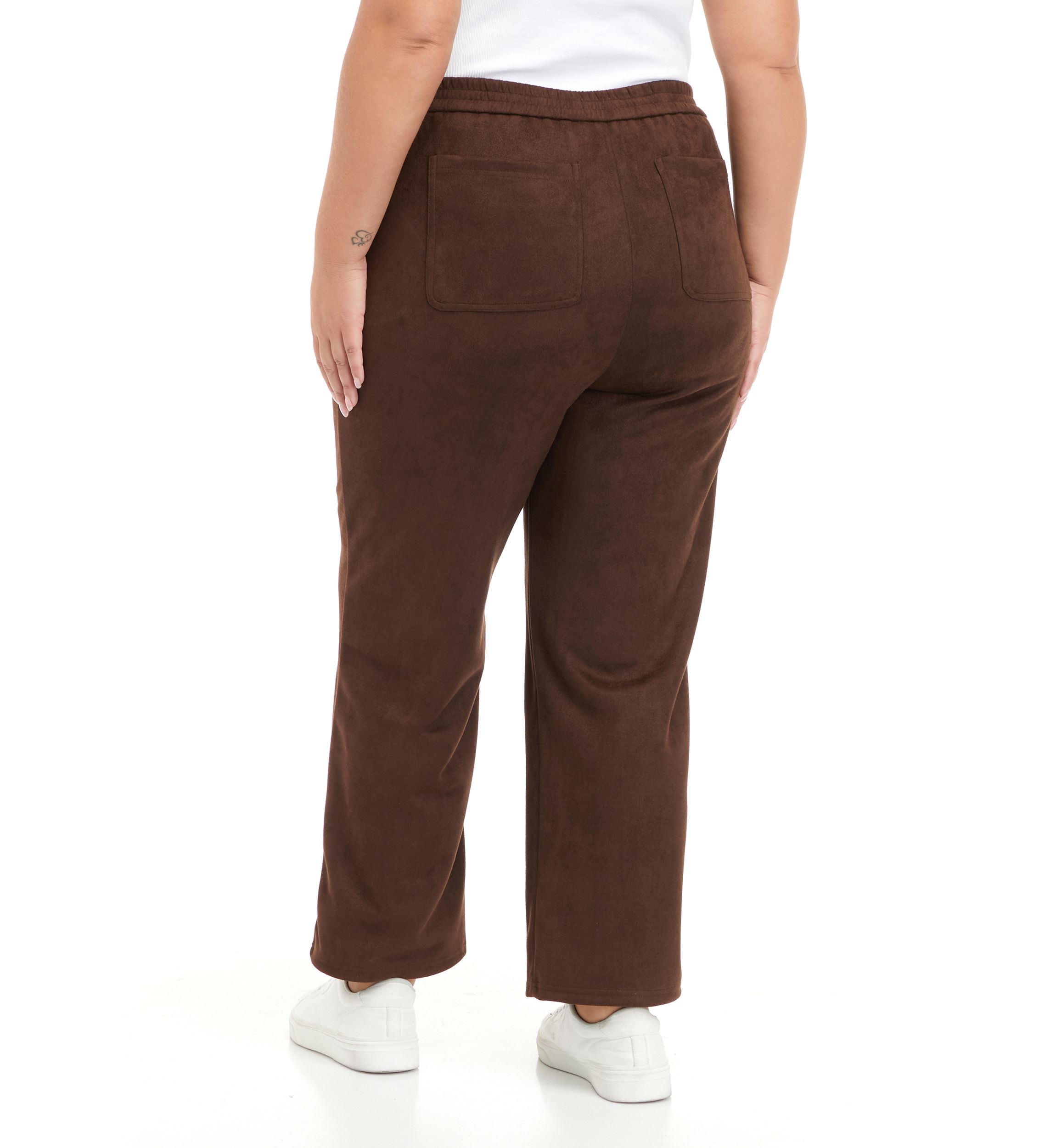 Plus Size Suede Ankle Pants