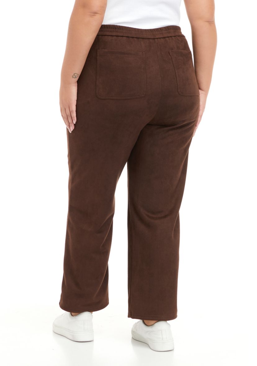 Plus Size Suede Ankle Pants