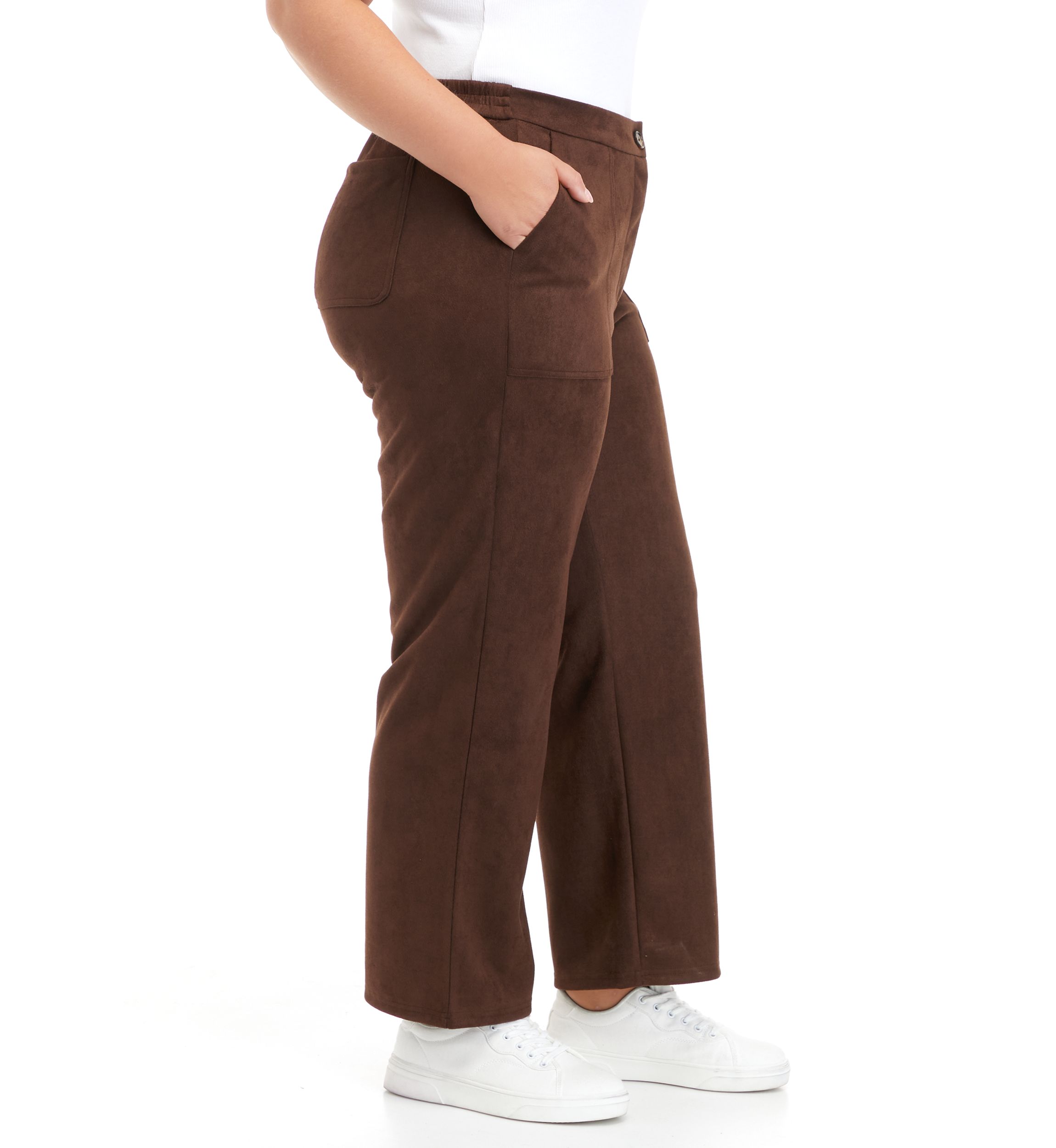 Plus Size Suede Ankle Pants