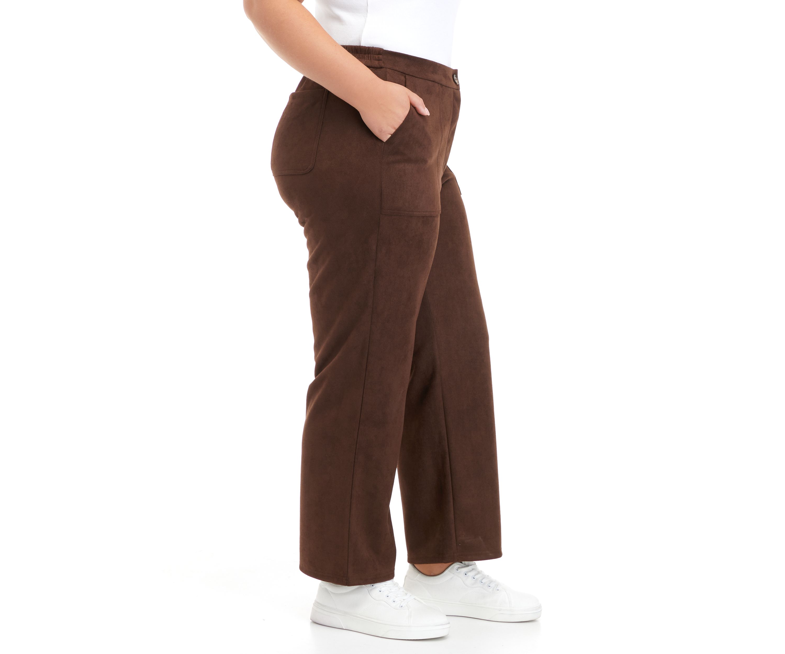 Plus Size Suede Ankle Pants
