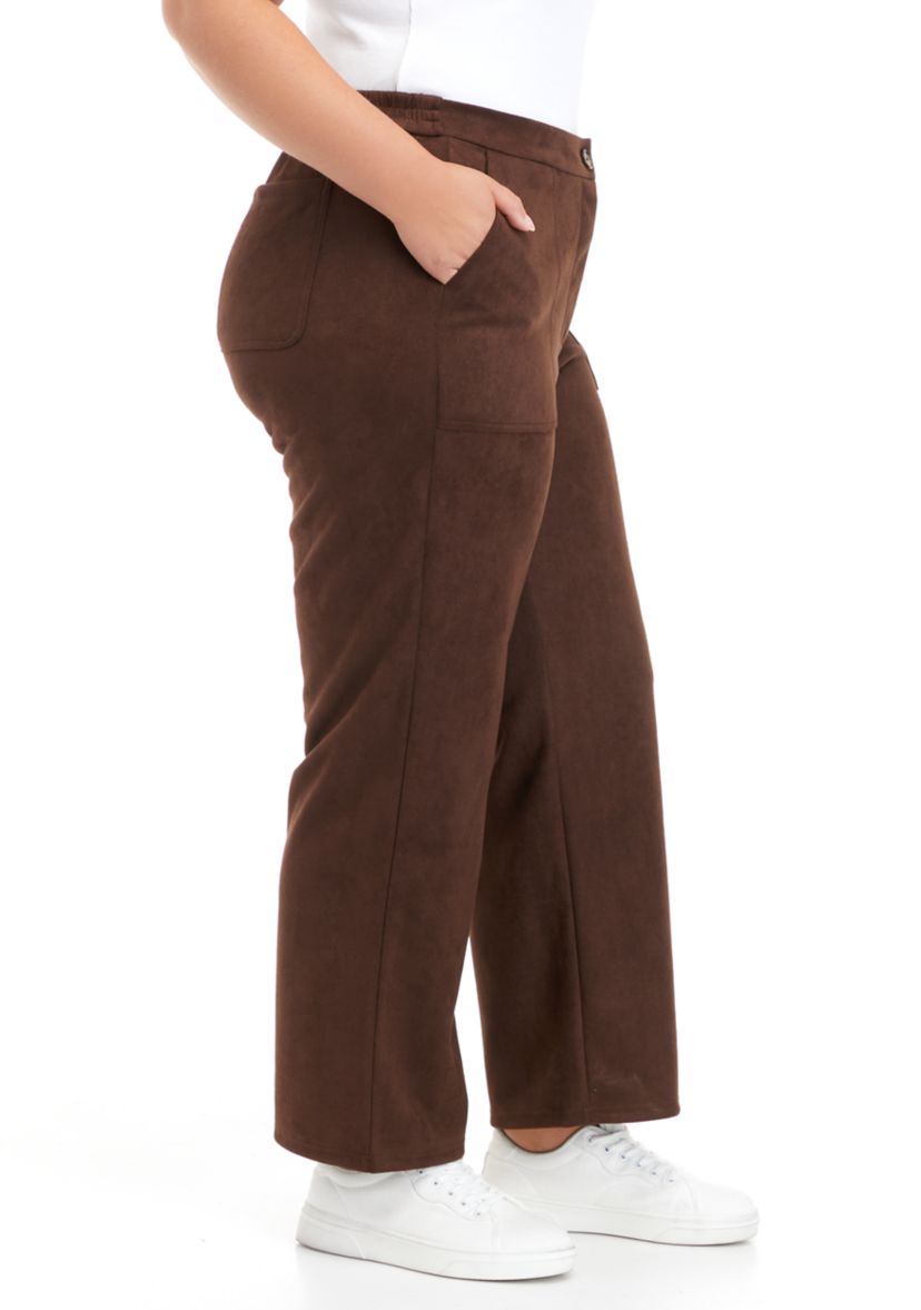 Plus Size Suede Ankle Pants