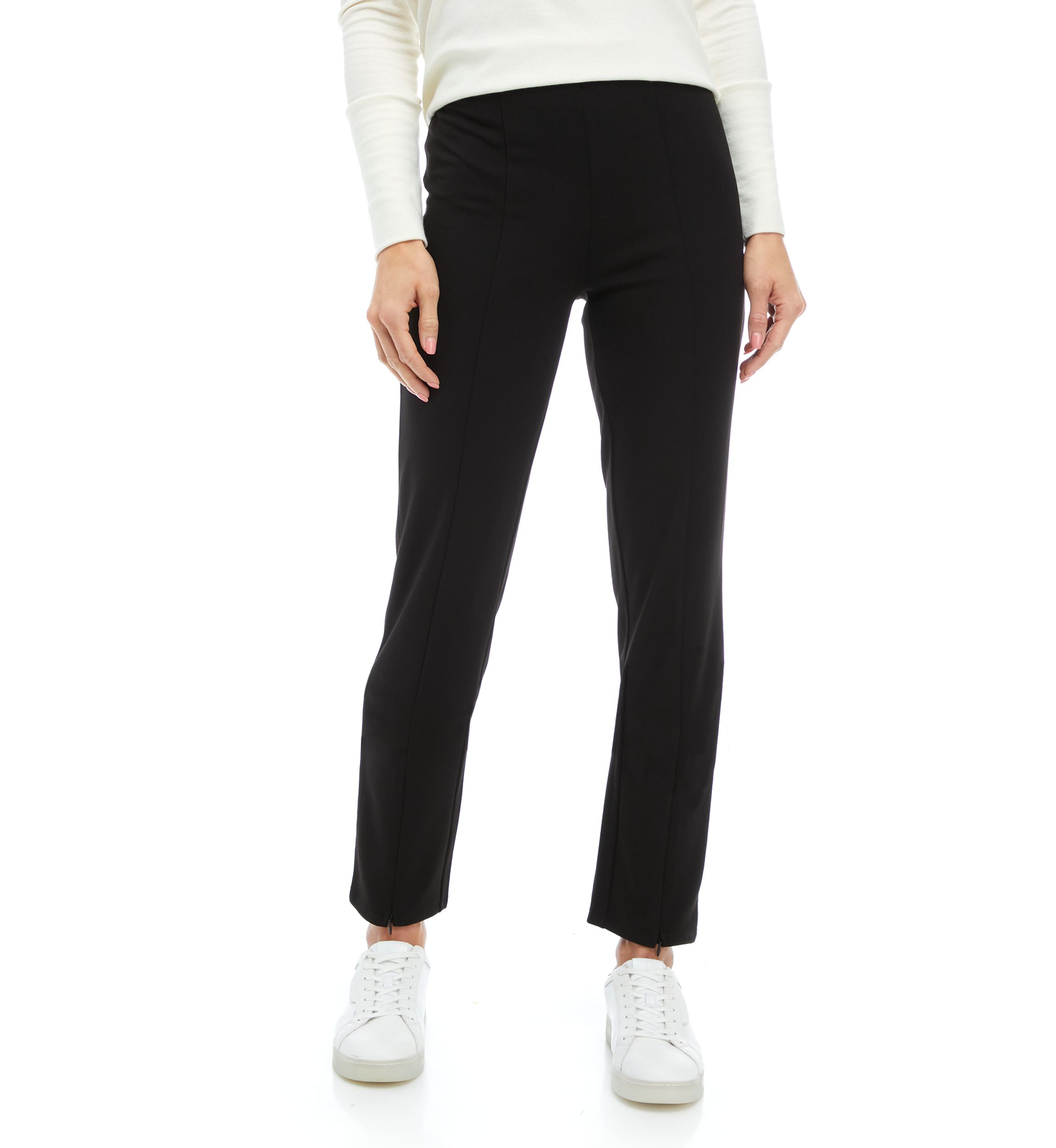 Womens Ankle Slit Ponte Pants