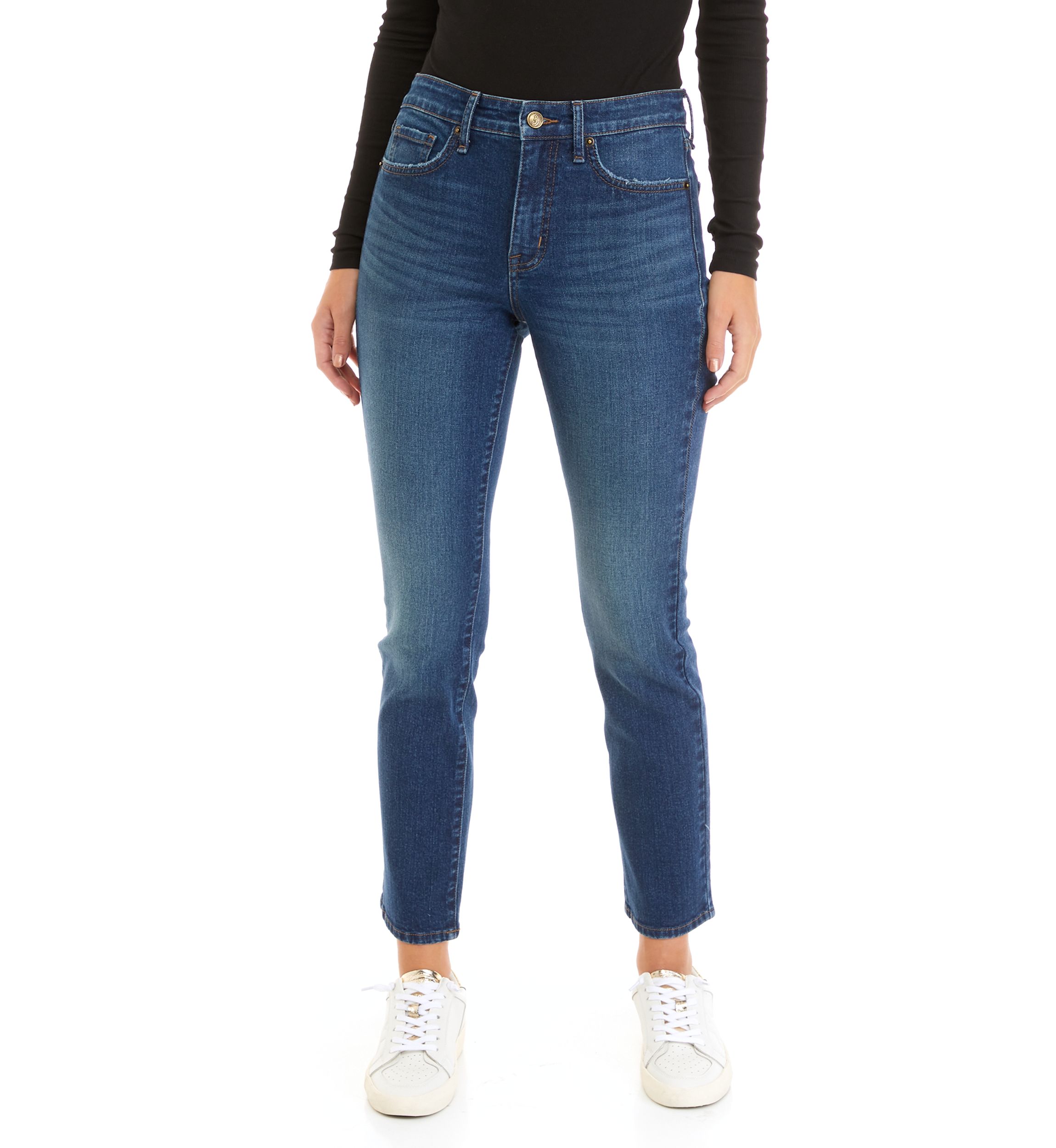 Womens High Rise Slim Straight Jeans