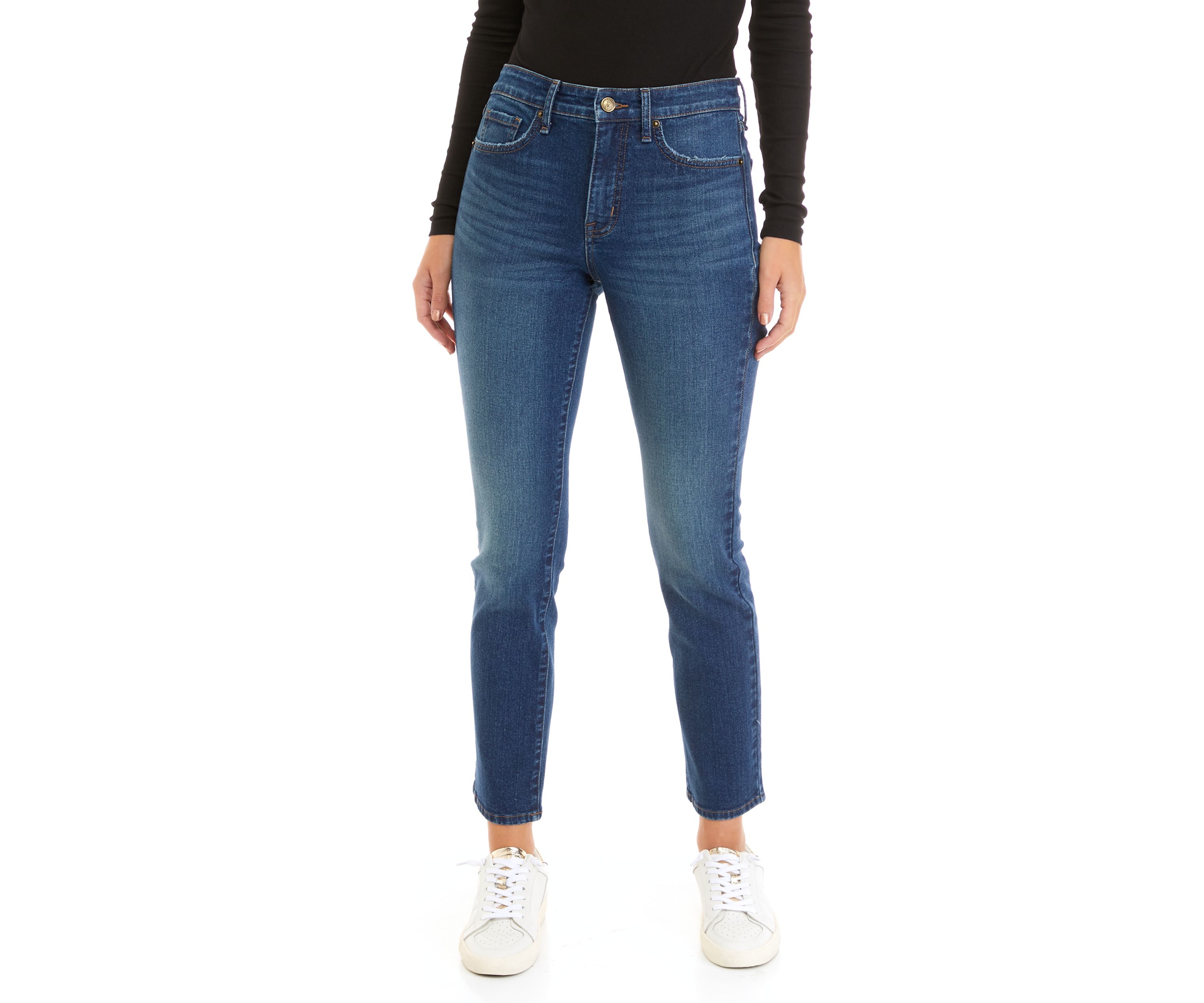 Womens High Rise Slim Straight Jeans